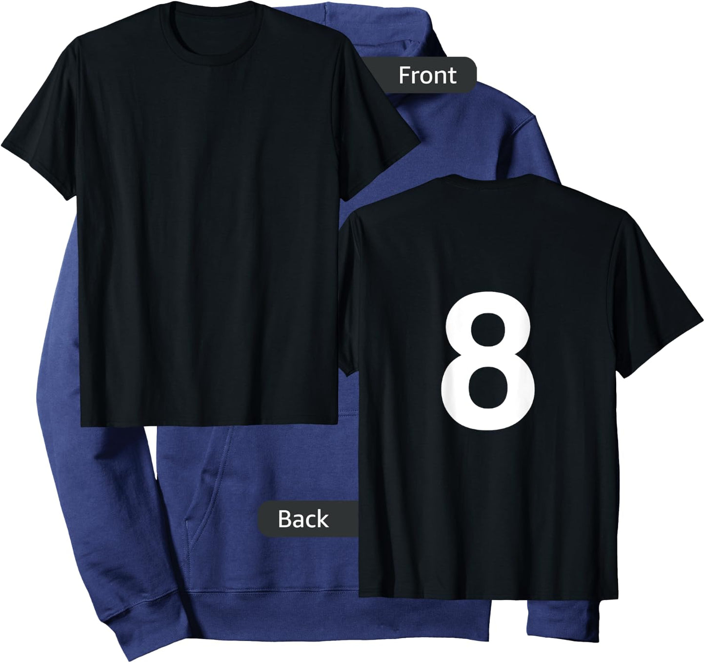 Number 8 Numbered Shirt Number on Back Hoodie - Hoodie | Navy