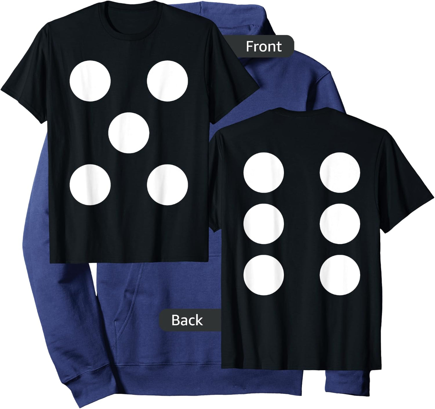 Dice Front 5 Back 6 Yo 11 2-Sided Halloween Costume Shirt Hoodie - Hoodie | Navy