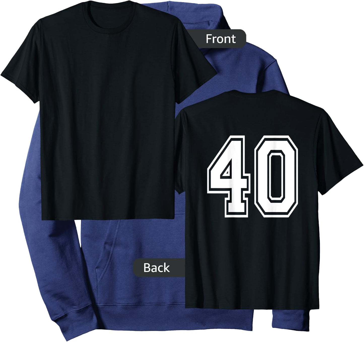Number 40 Sports Player Number BACK Of Shirt Only Hoodie - Hoodie | Navy