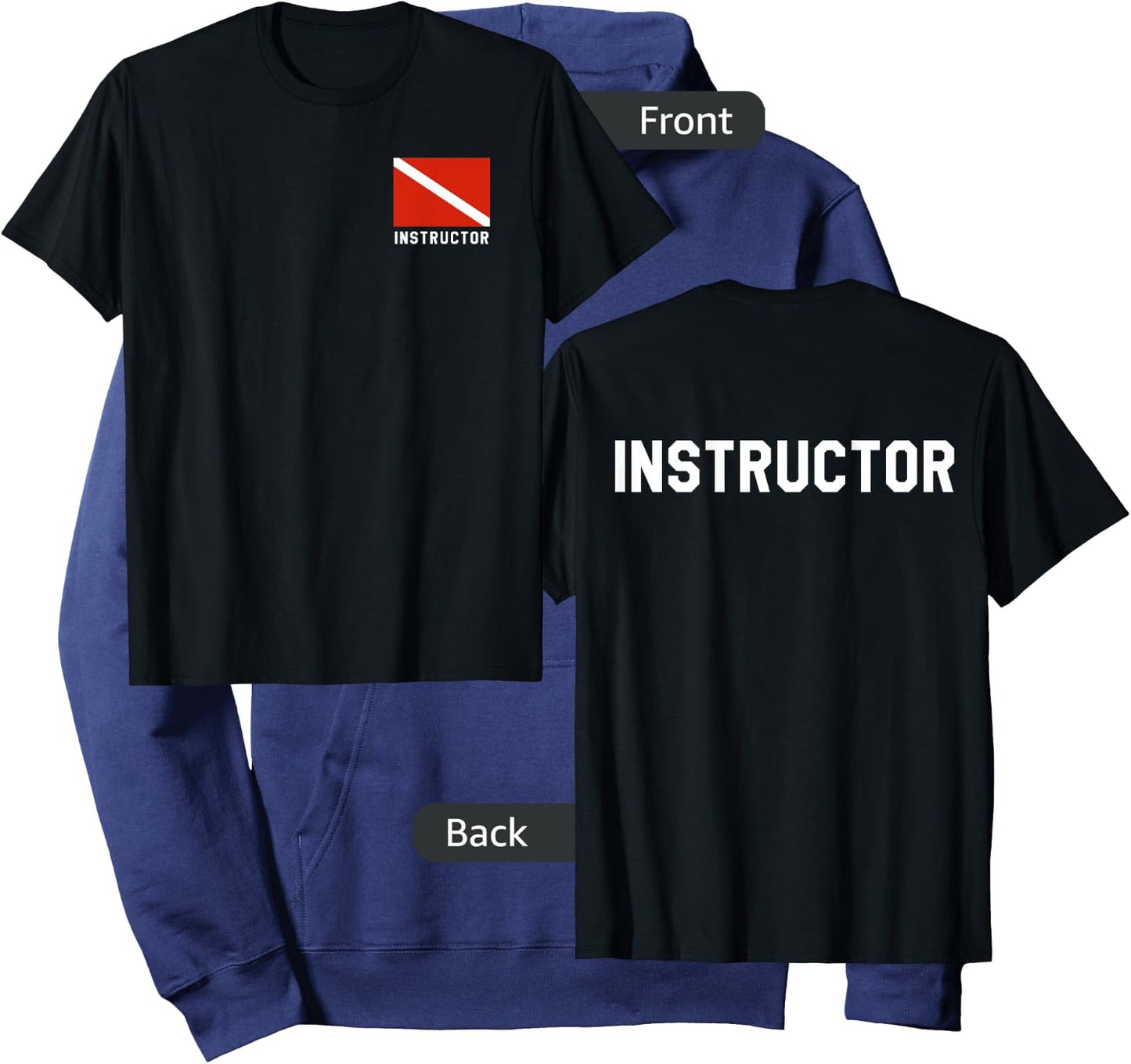 Divers Flag Double Sided Scuba Diving Instructor Shirt Hoodie - Hoodie | Navy