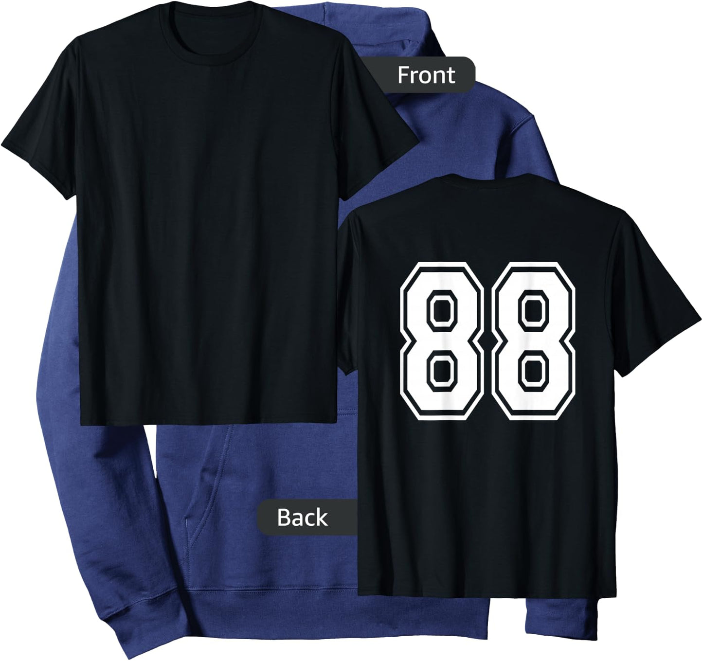 Number 88 Sports Player Number BACK Of Shirt Only Hoodie - Hoodie | Navy