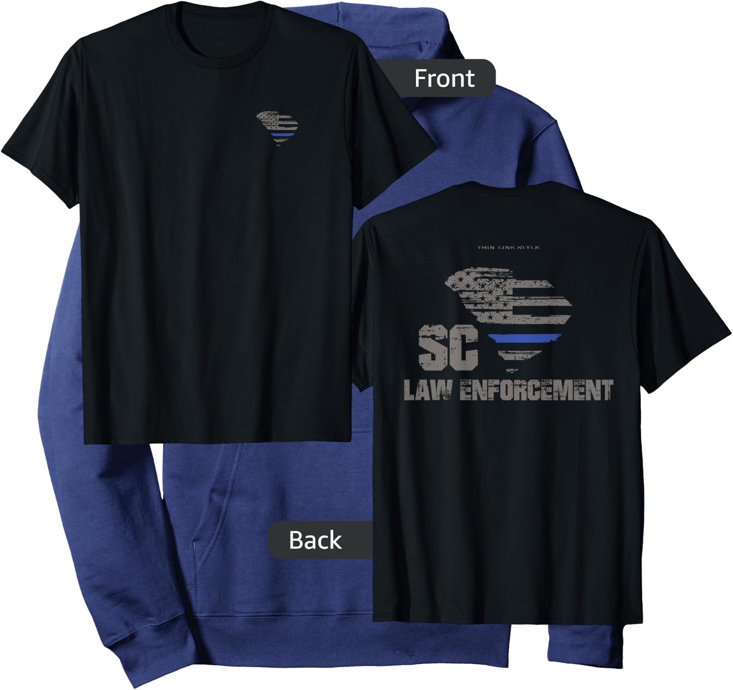 South Carolina Police, Law Enforcement Thin Blue Line Shirt Hoodie - Hoodie | Navy