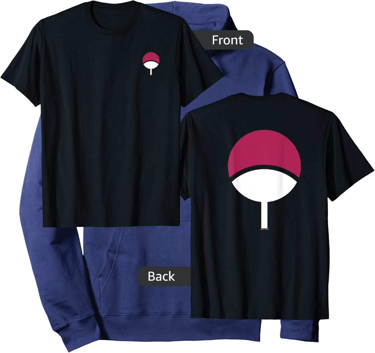 Naruto Shippuden Sasuke Uchiha Icon Front and Back Anime Hoodie - Hoodie | Navy