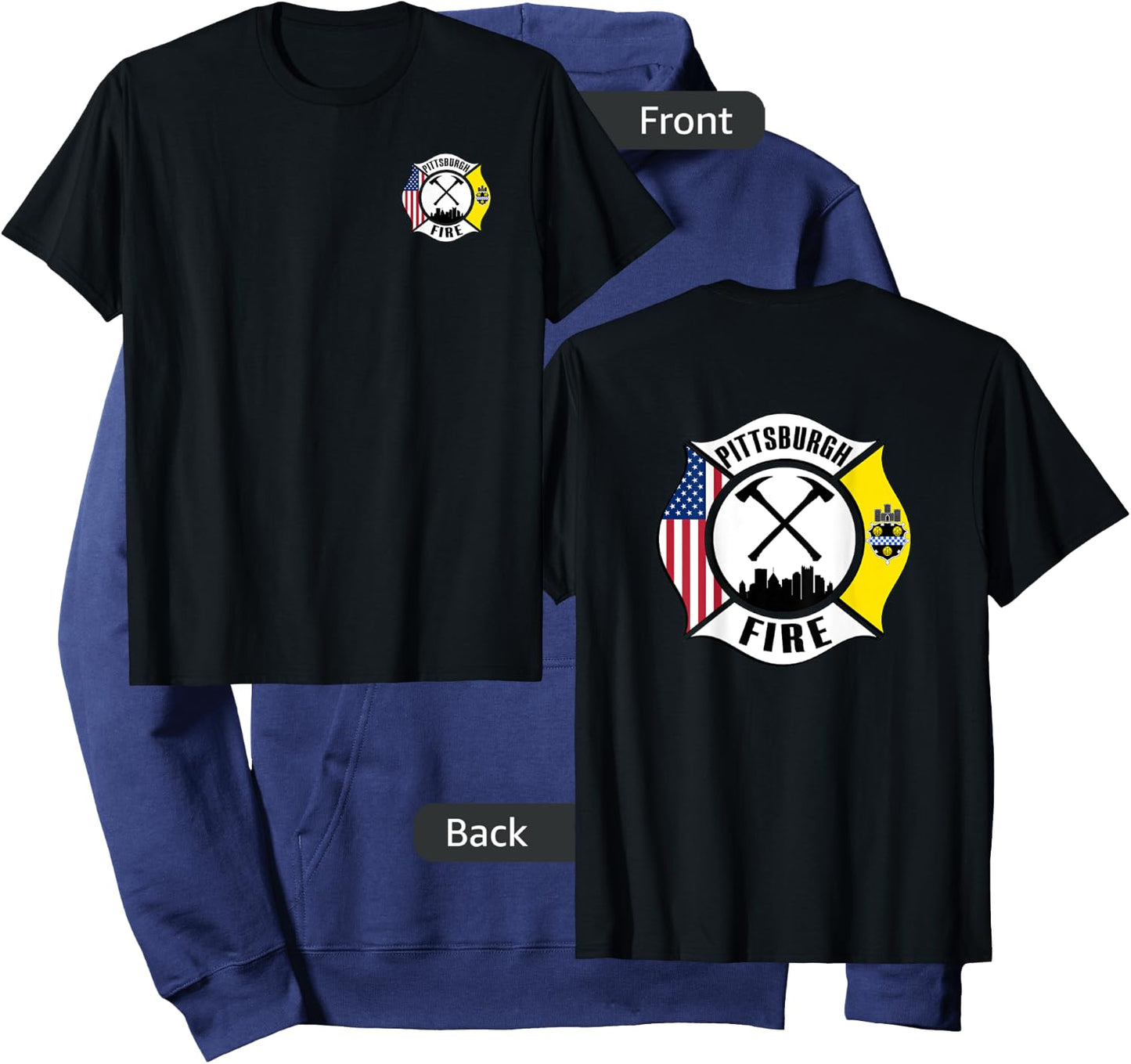 Pittsburgh Fire Bureau Pennsylvania Fireman Rescue Red Line Hoodie - Hoodie | Navy