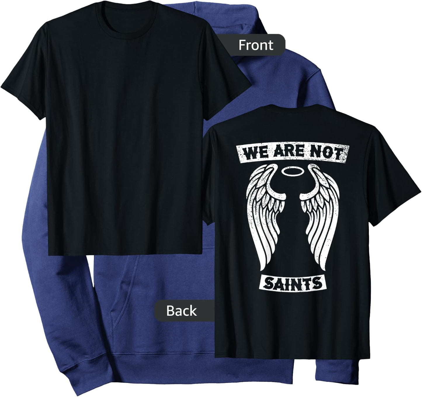 AA NA We Are Not Saints Biker Sober Gift | Art on Back Hoodie - Hoodie | Navy