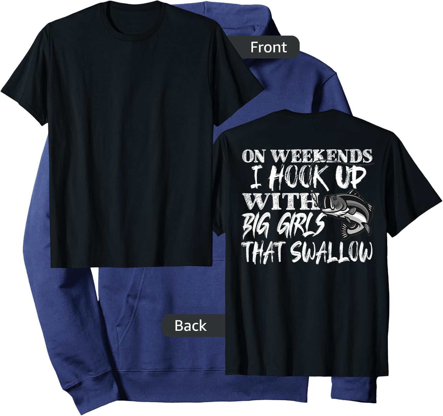 Funny Quote Fishing Shirt Printed On Back Hoodie - Hoodie | Navy