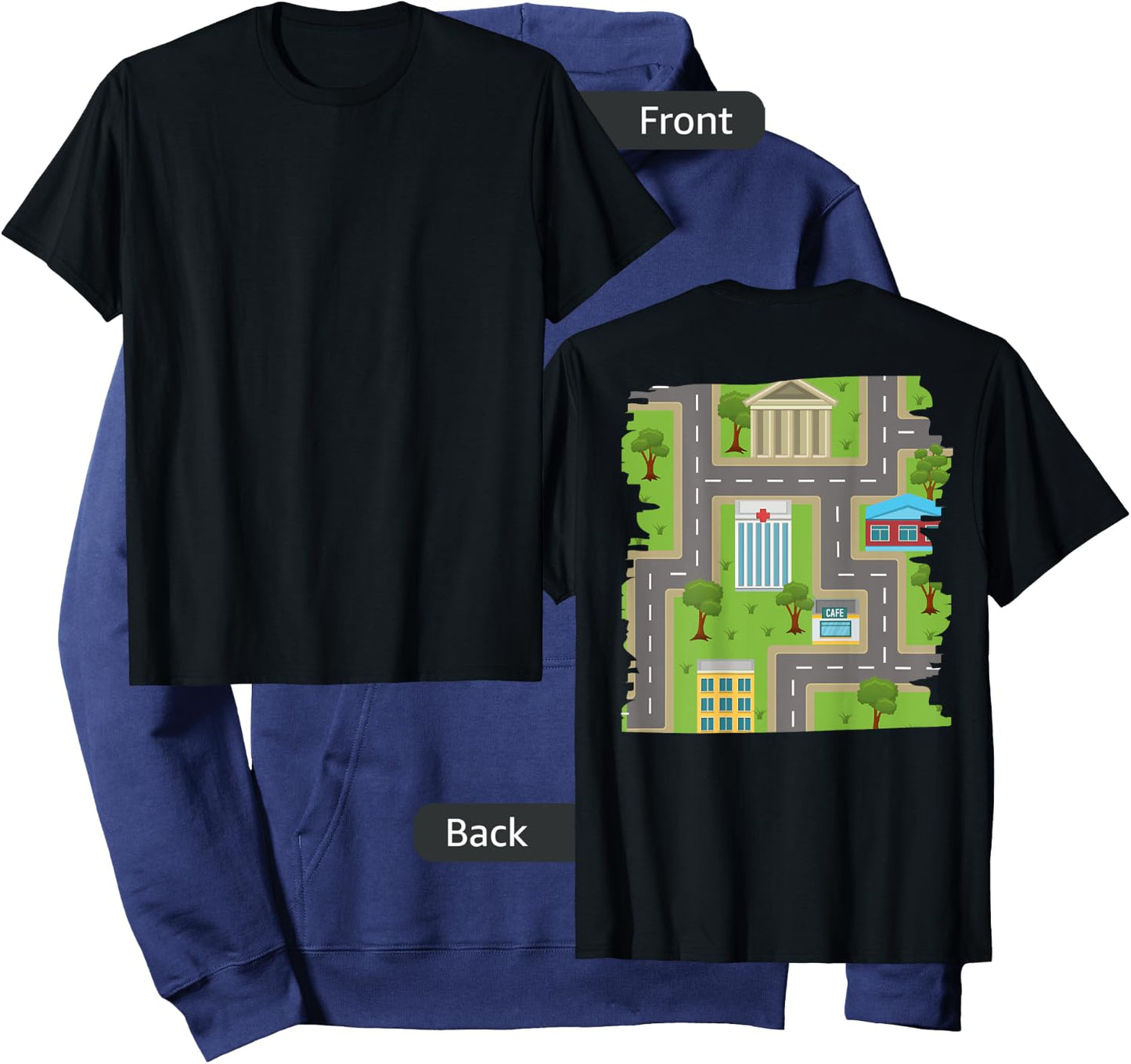 Back scratching Shirt with Road Map Cars Hoodie - Hoodie | Navy