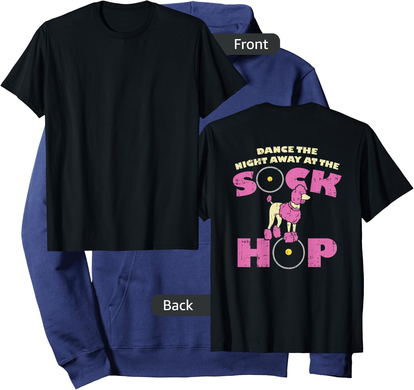 Sock Hop Party Attire 50s Pink Poodle Hoodie - Hoodie | Navy