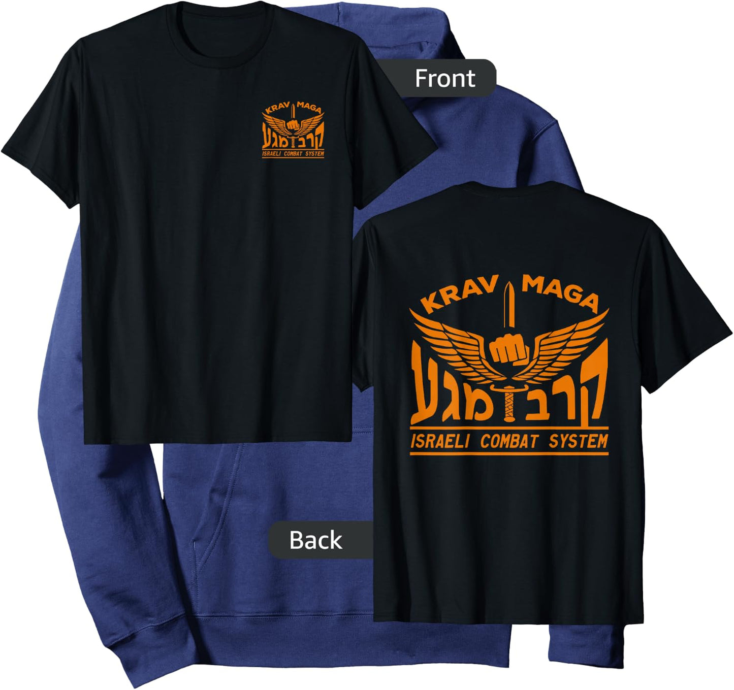 KRAV MAGA Shirt Israeli Combat System Front Back Hoodie - Hoodie | Navy
