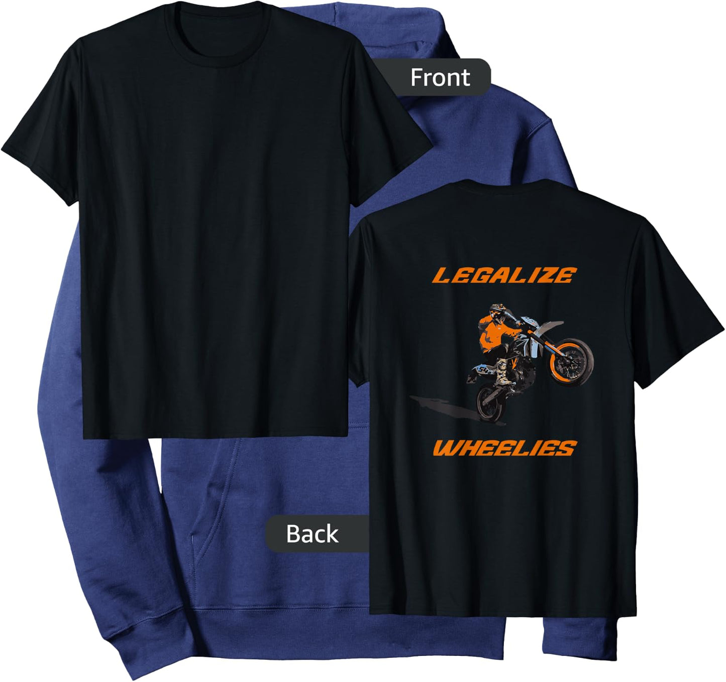 Legalize Wheelies Extreme for Motorcycle Supermoto Biker Hoodie - Hoodie | Navy