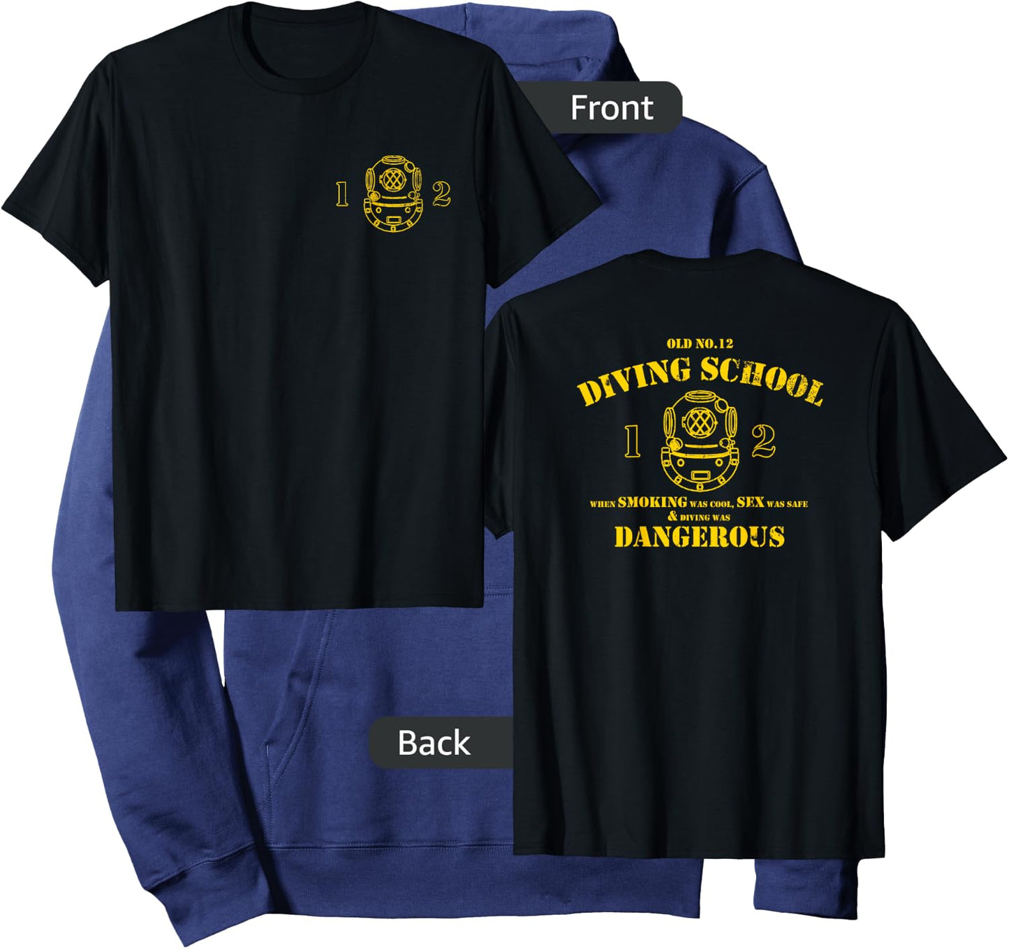 Funny Diver - Old No.12 Diving School (Front/Back) Hoodie - Hoodie | Navy