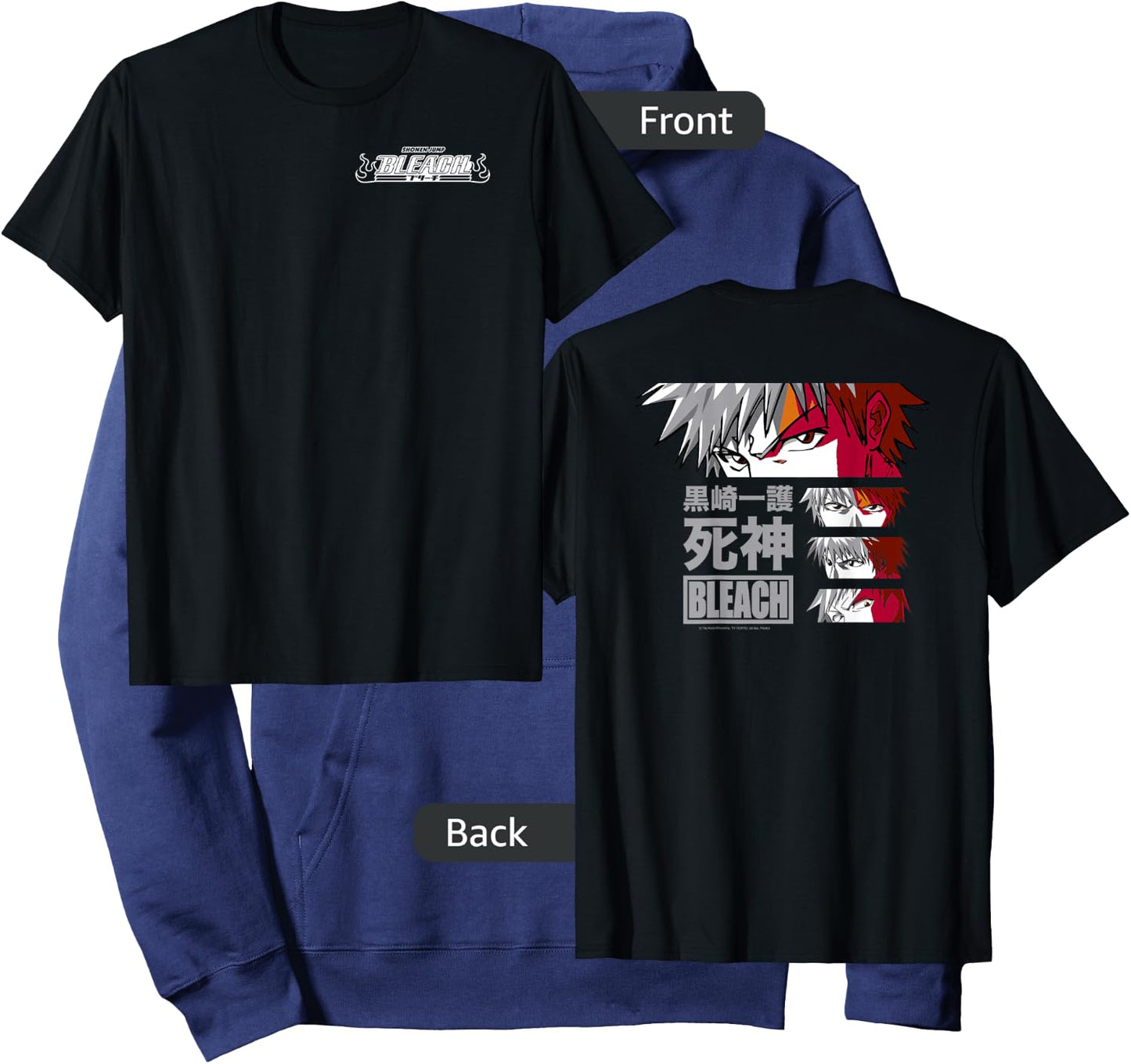 Bleach Ichigo Eyes with Kanji Front and Back Anime Hoodie - Hoodie | Navy