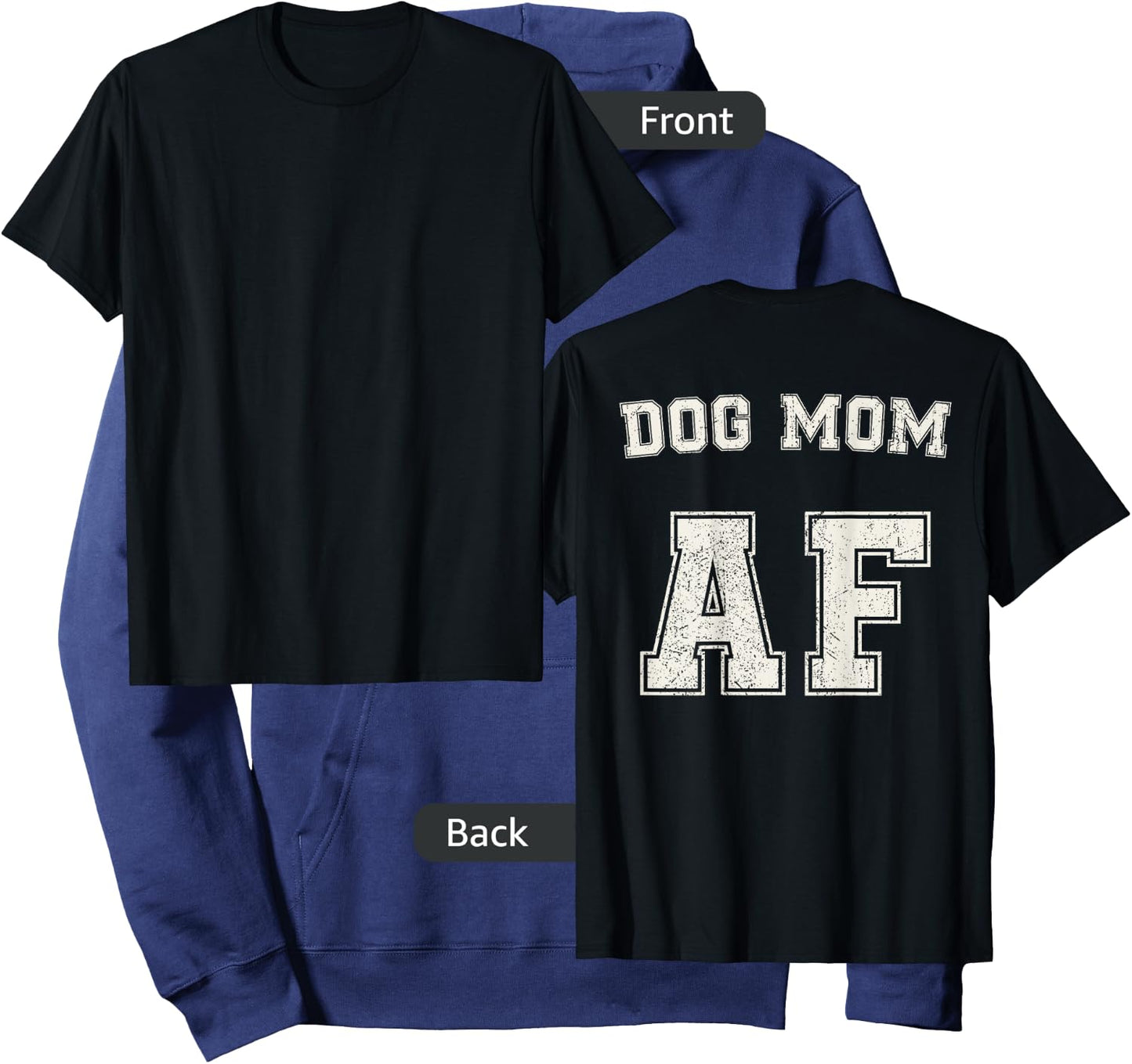 Dog Mom AF for Moms of Dogs and Pups Back Print Gift Women Kids Hoodie - Hoodie | Navy