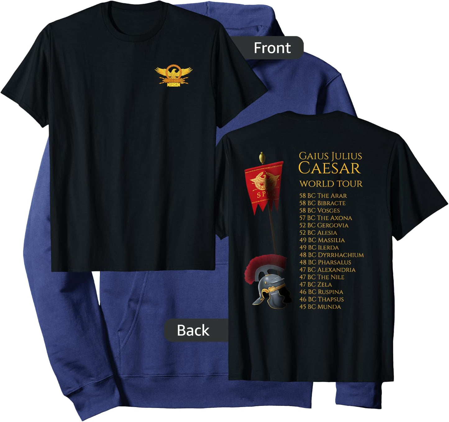 Ancient Rome - Julius Caesar World Tour - Roman Eagle SPQR Hoodie - Hoodie | Navy