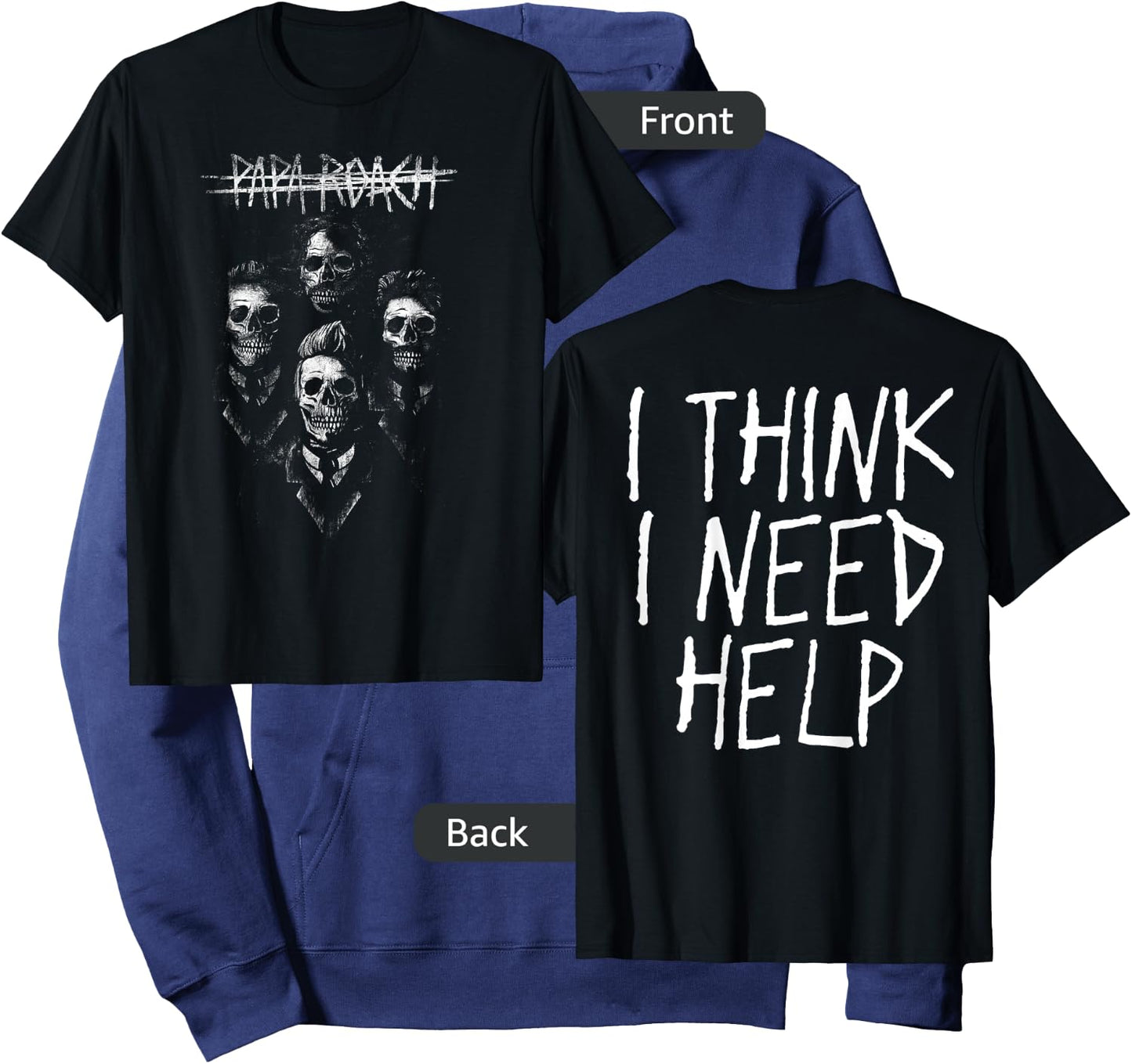 Papa Roach - Official Merchandise - I Need Help Portrait Hoodie - Hoodie | Navy