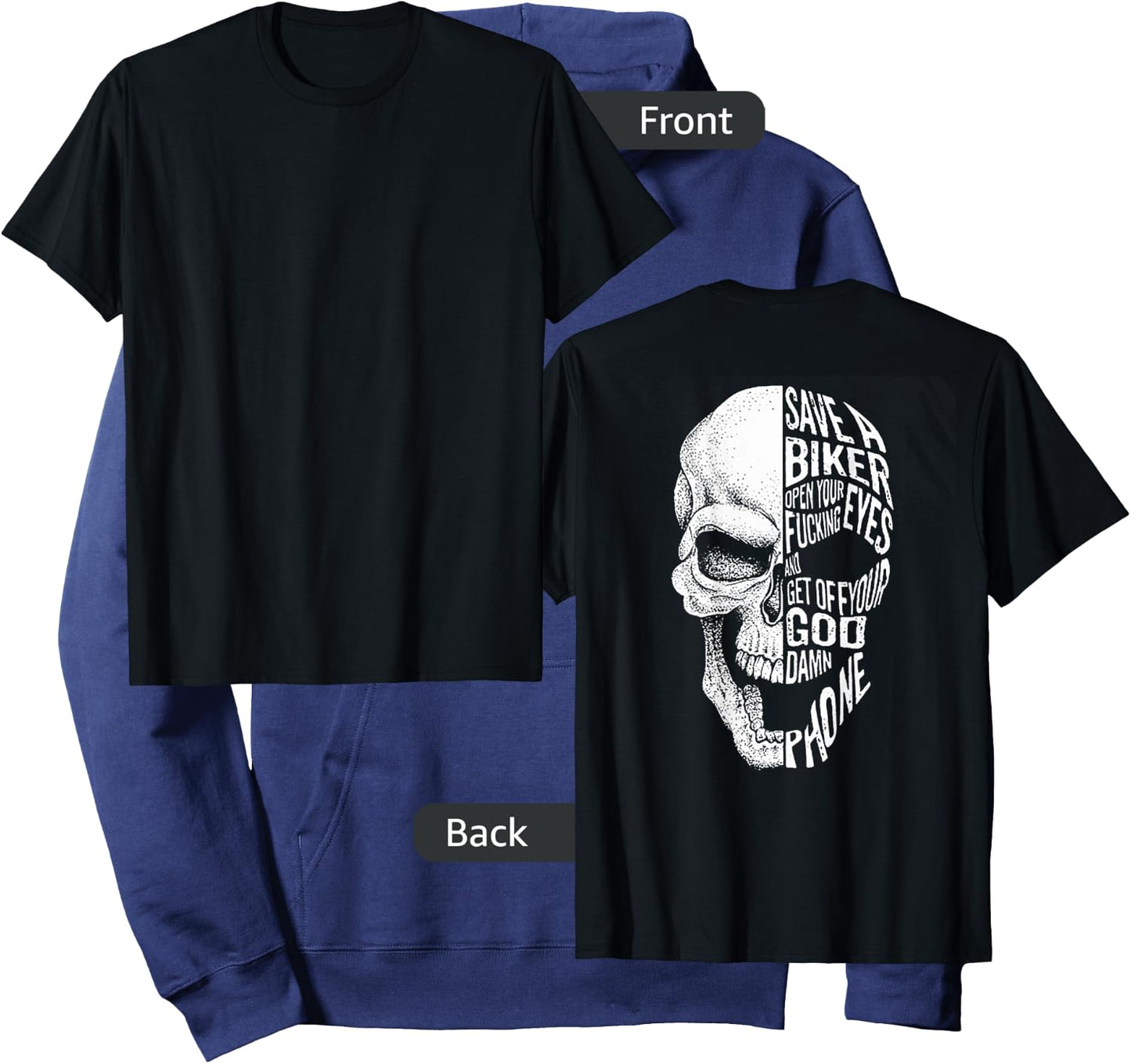 Save A Biker Open Your Fucking Eyes And Get Off (On Back) Hoodie - Hoodie | Navy