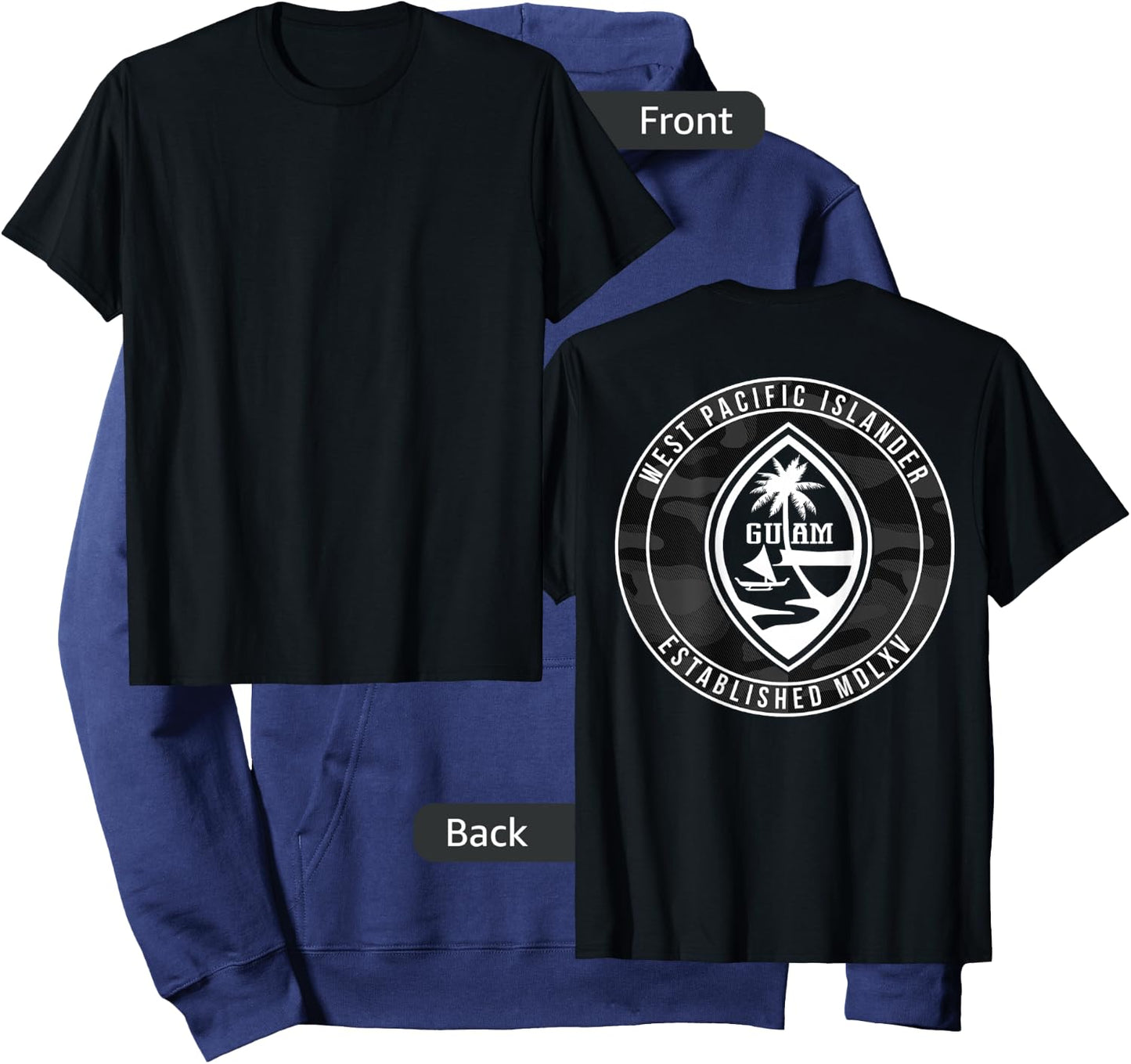 Guam Shirt - Guam Seal T Shirt Back Print Only Hoodie - Hoodie | Navy