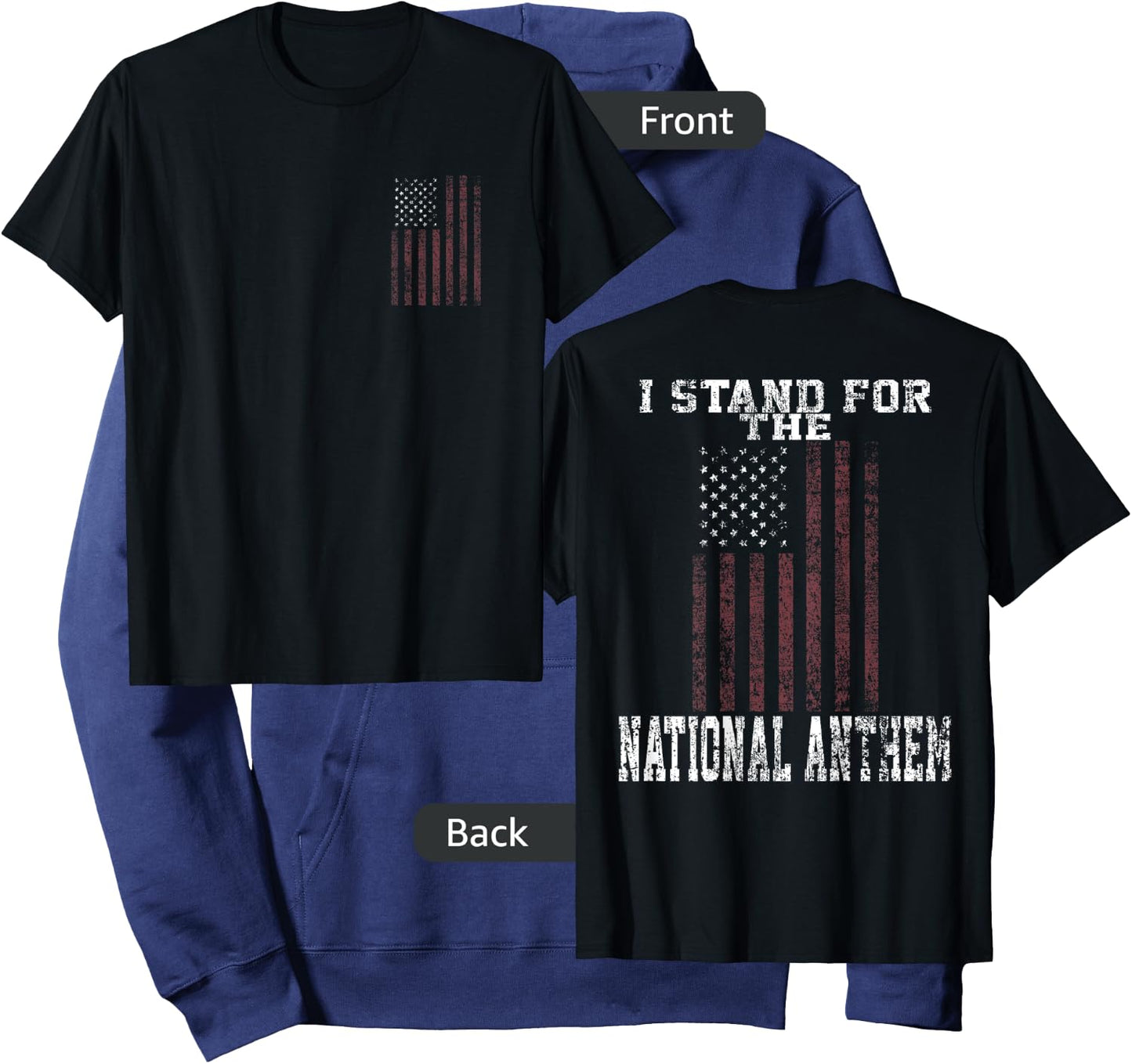 I Stand for the National Anthem Front & Back Hoodie - Hoodie | Navy
