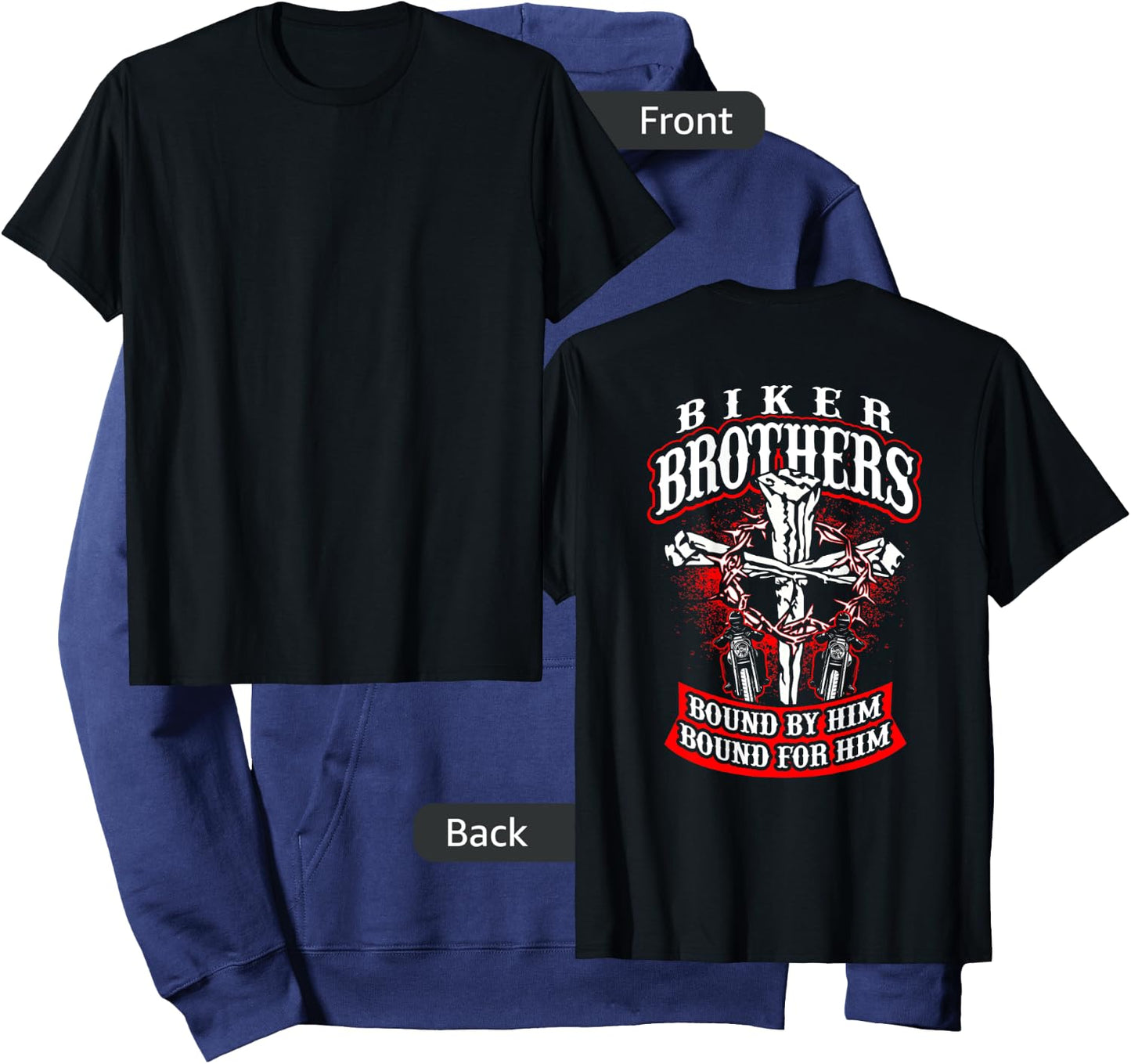 Biker Brothers Christian Cross Jesus Motorcycle Shirt Hoodie - Hoodie | Navy