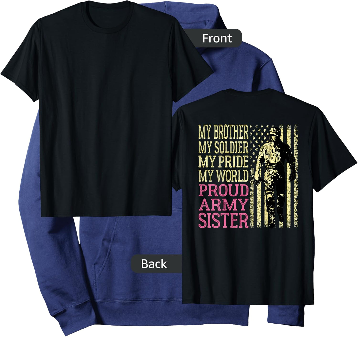 My Brother Is My Soldier Hero Proud Army Sister Military Sis Hoodie - Hoodie | Navy