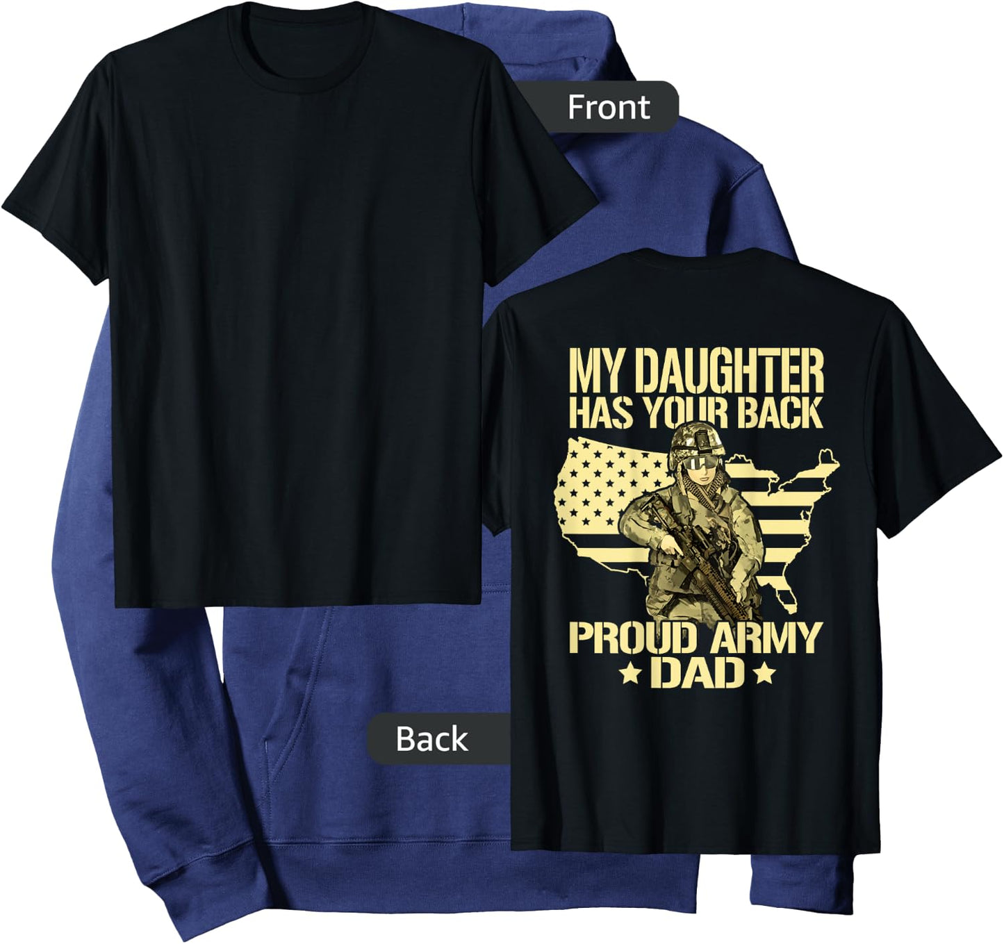 My Daughter Has Your Back - Proud Army Dad Military Father Hoodie - Hoodie | Navy