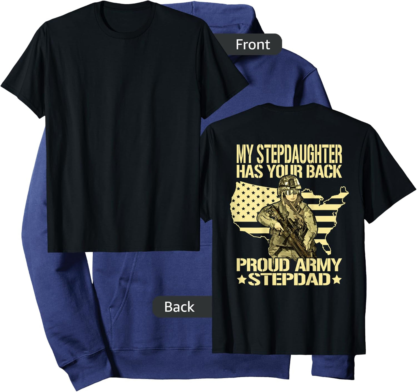 My Stepdaughter Has Your Back - Proud Army Stepdad Dad Gift Hoodie - Hoodie | Navy
