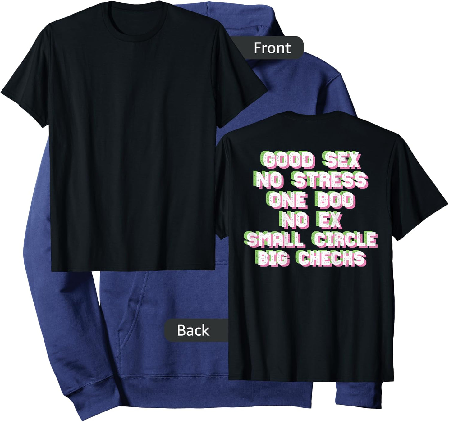 Good Sex No Stress One Boo Small Circle Big Checks I On Back Hoodie - Hoodie | Navy