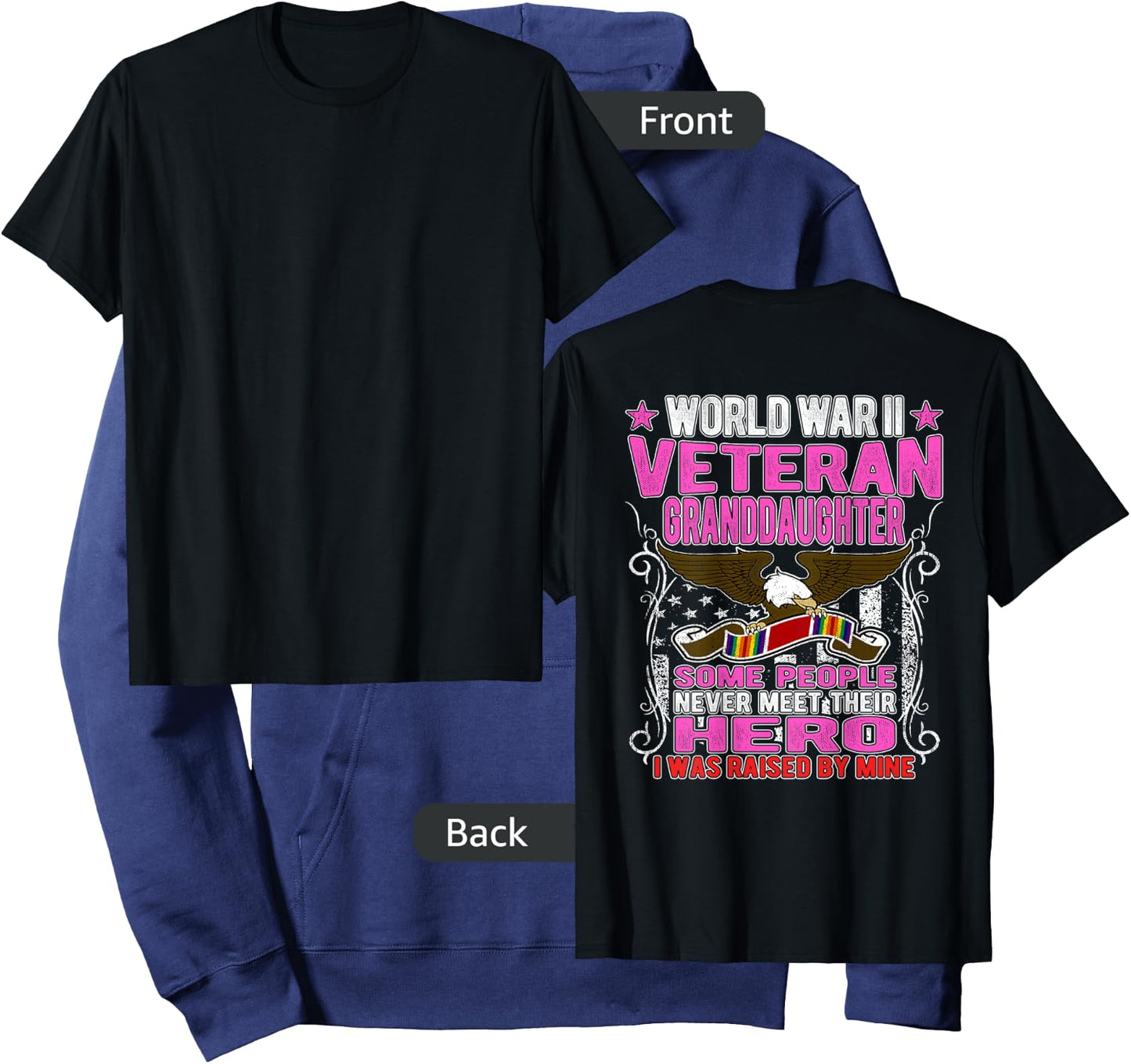 Proud World War 2 Veteran Granddaughter WW2 Grandchild Gifts Hoodie - Hoodie | Navy