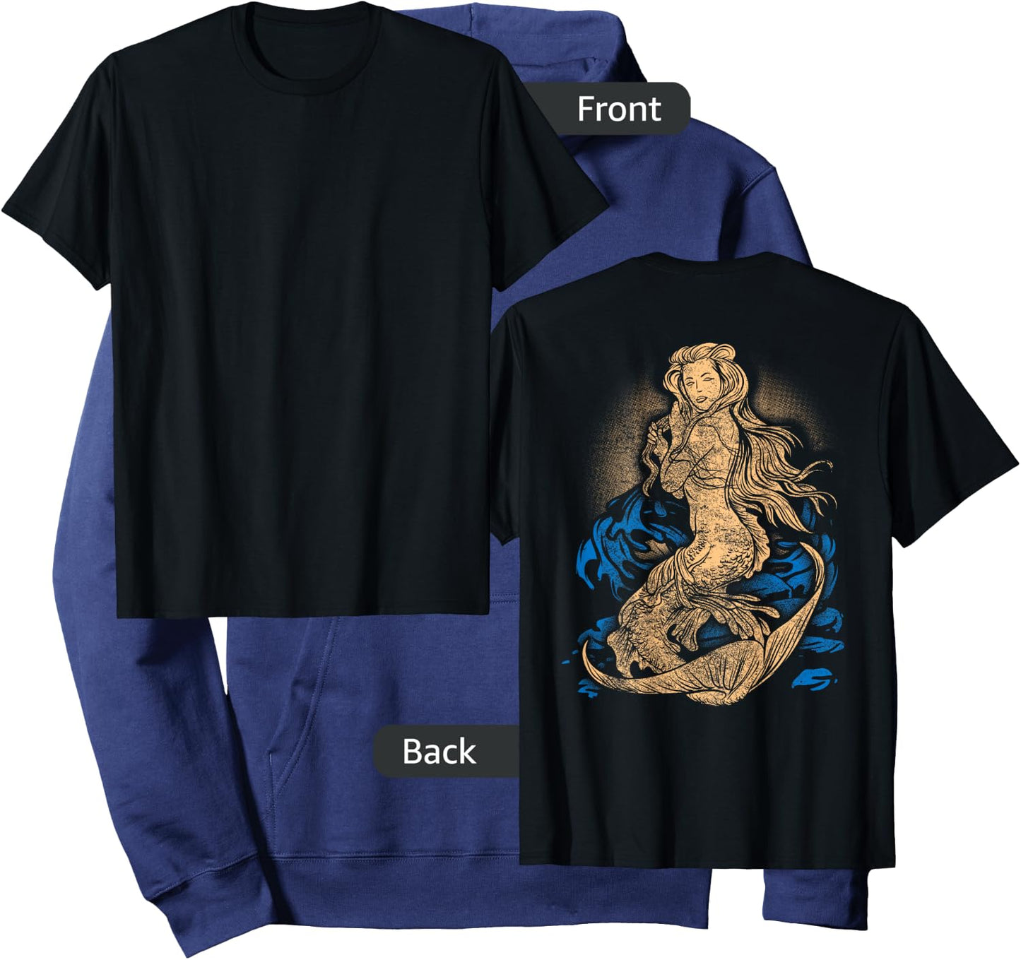 Mermaid Tattoo Shirt Vintage Pin Up Girl Soldier Sailor Hoodie - Hoodie | Navy