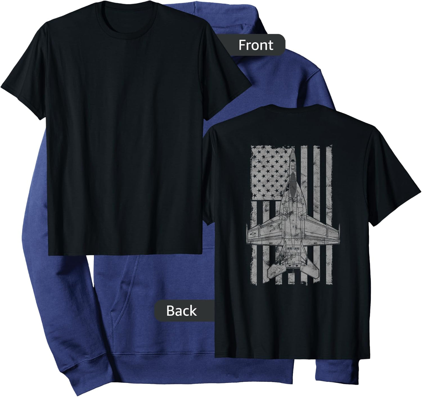F/A-18E Super Hornet Airplane Vintage Flag | BACK PRINTED Hoodie - Hoodie | Navy