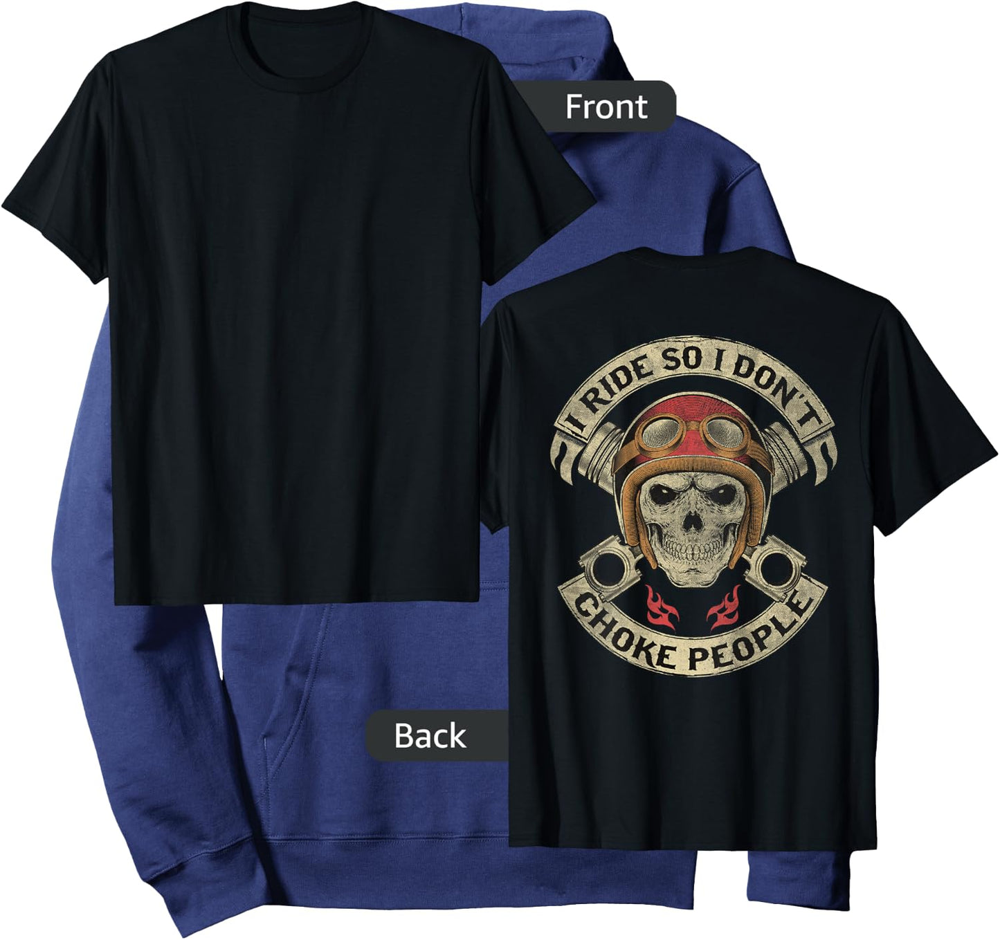 Vintage I Ride So I Don't Choke People Funny Motorcycle Hoodie - Hoodie | Navy