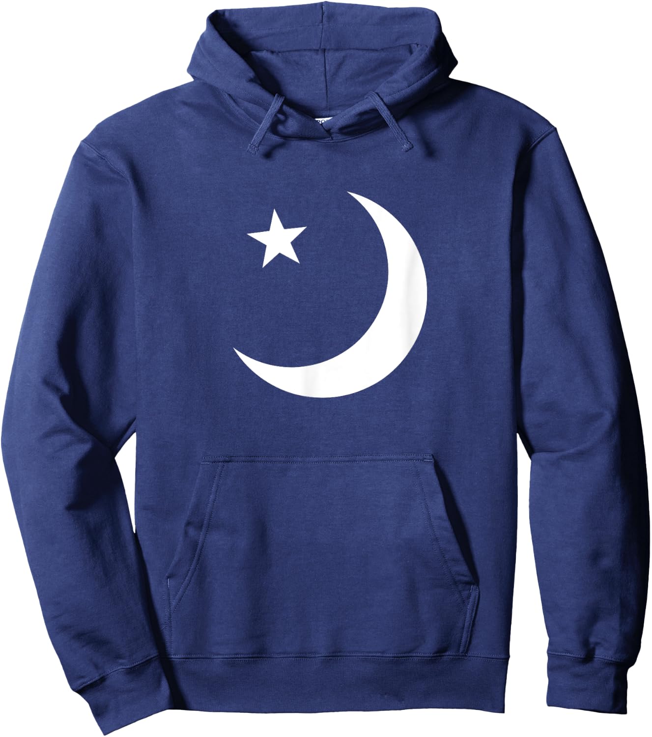Crescent Moon Star White T Shirt Hoodie - Hoodie | Navy