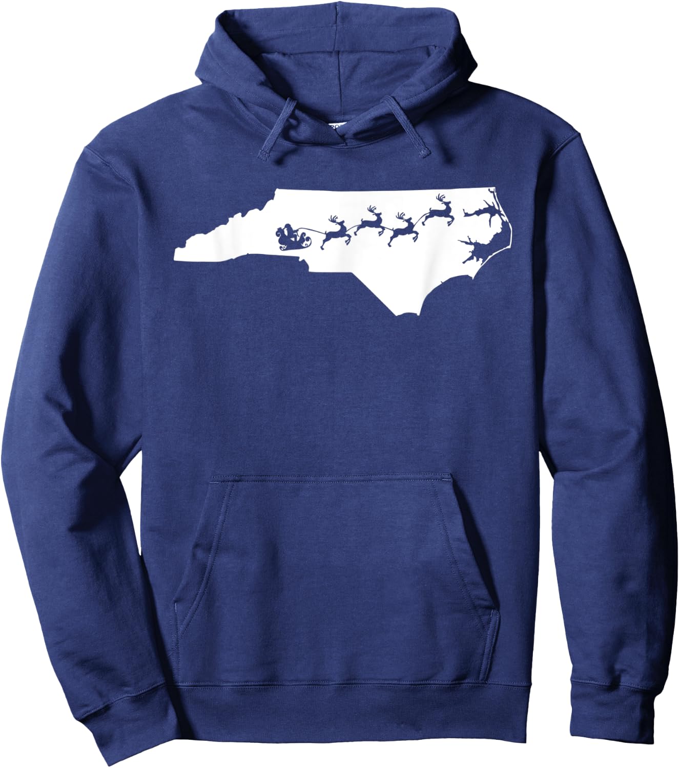 North Carolina Christmas Map Reindeer Hoodie - Hoodie | Navy