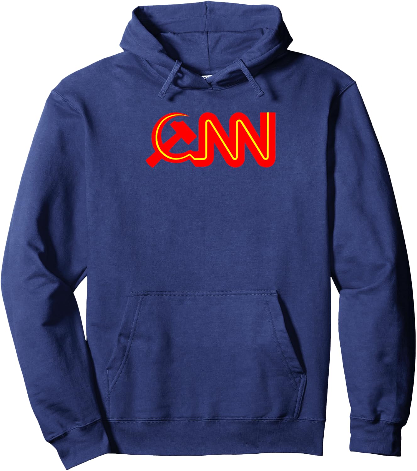 Down Bubble Communist News Network Fake News , Men-Adults, , Short Sleeve, Black, Small, Political/Statement, Modern, Cotton 65% Polyester 35% Hoodie - Hoodie | Navy