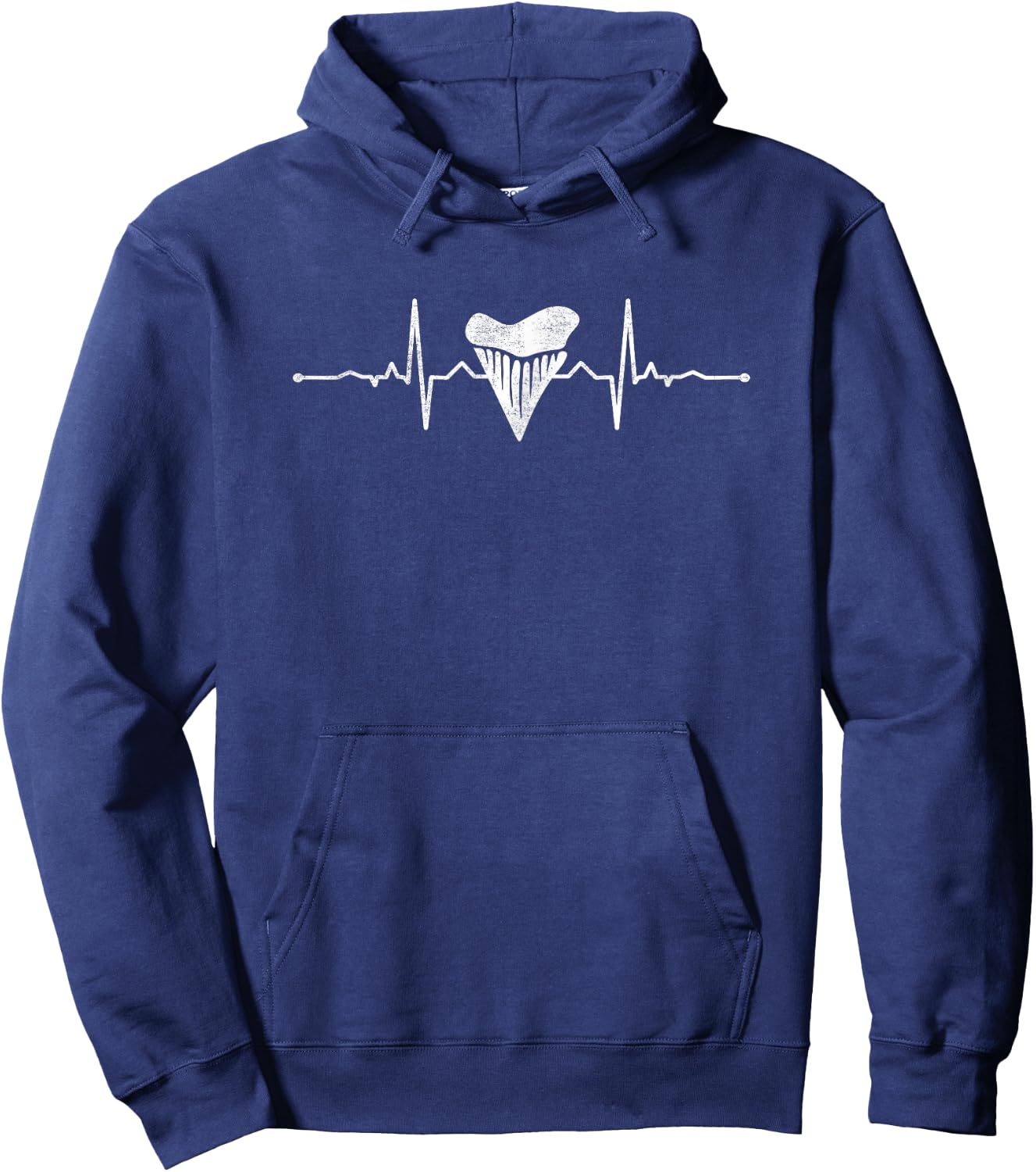 ECG Heartbeat Shark Tooth Collector Hoodie - Hoodie | Navy