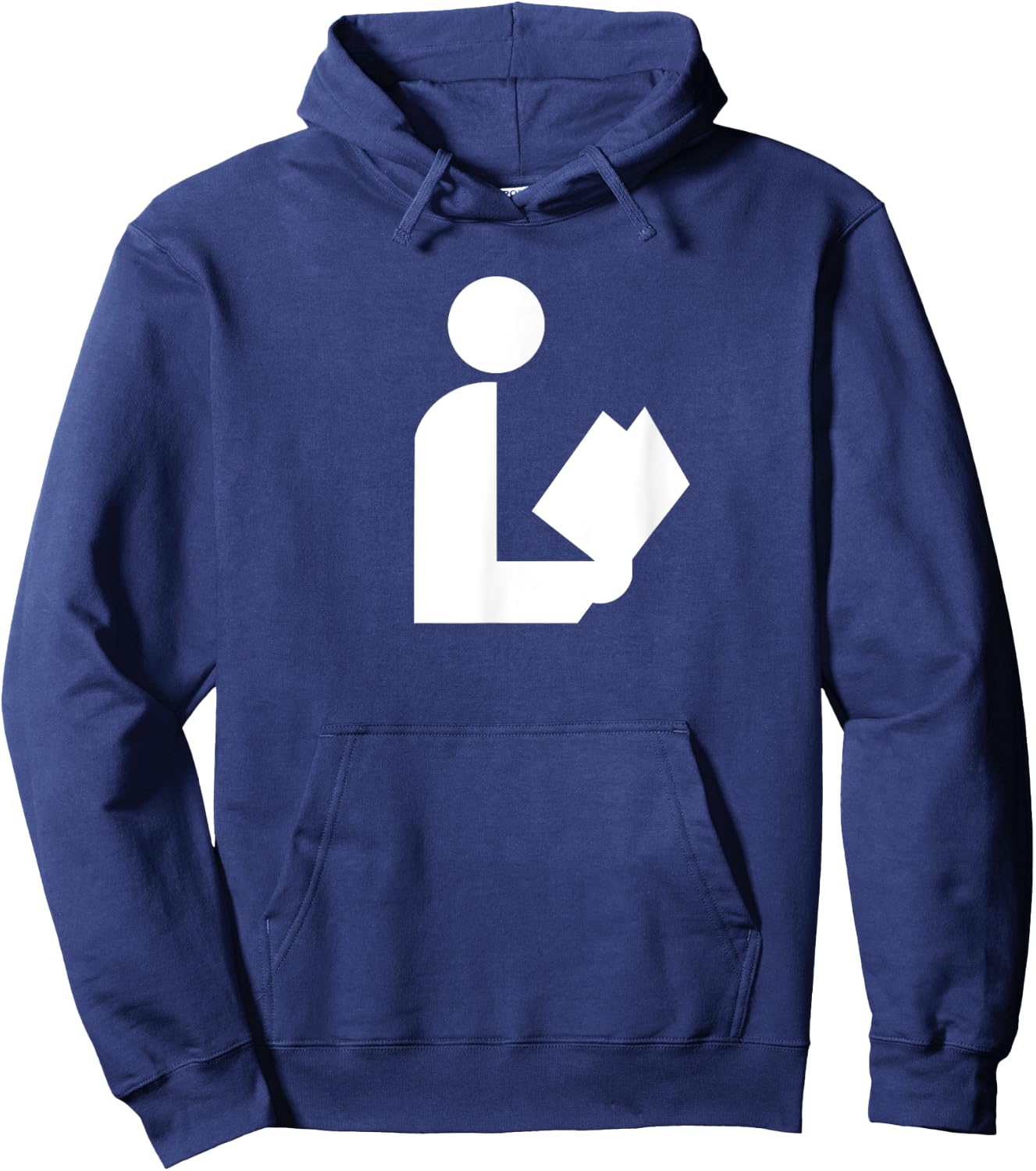 Library Sign Reading Symbol Librarian Patron Road-Sign White Hoodie - Hoodie | Navy