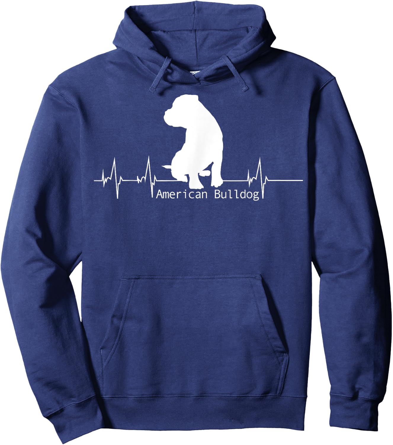 Lovemybello Hunde Designs American Bulldog Heartbeat - Men's Black Small Classic Fit Short Sleeve Hoodie - Hoodie | Navy
