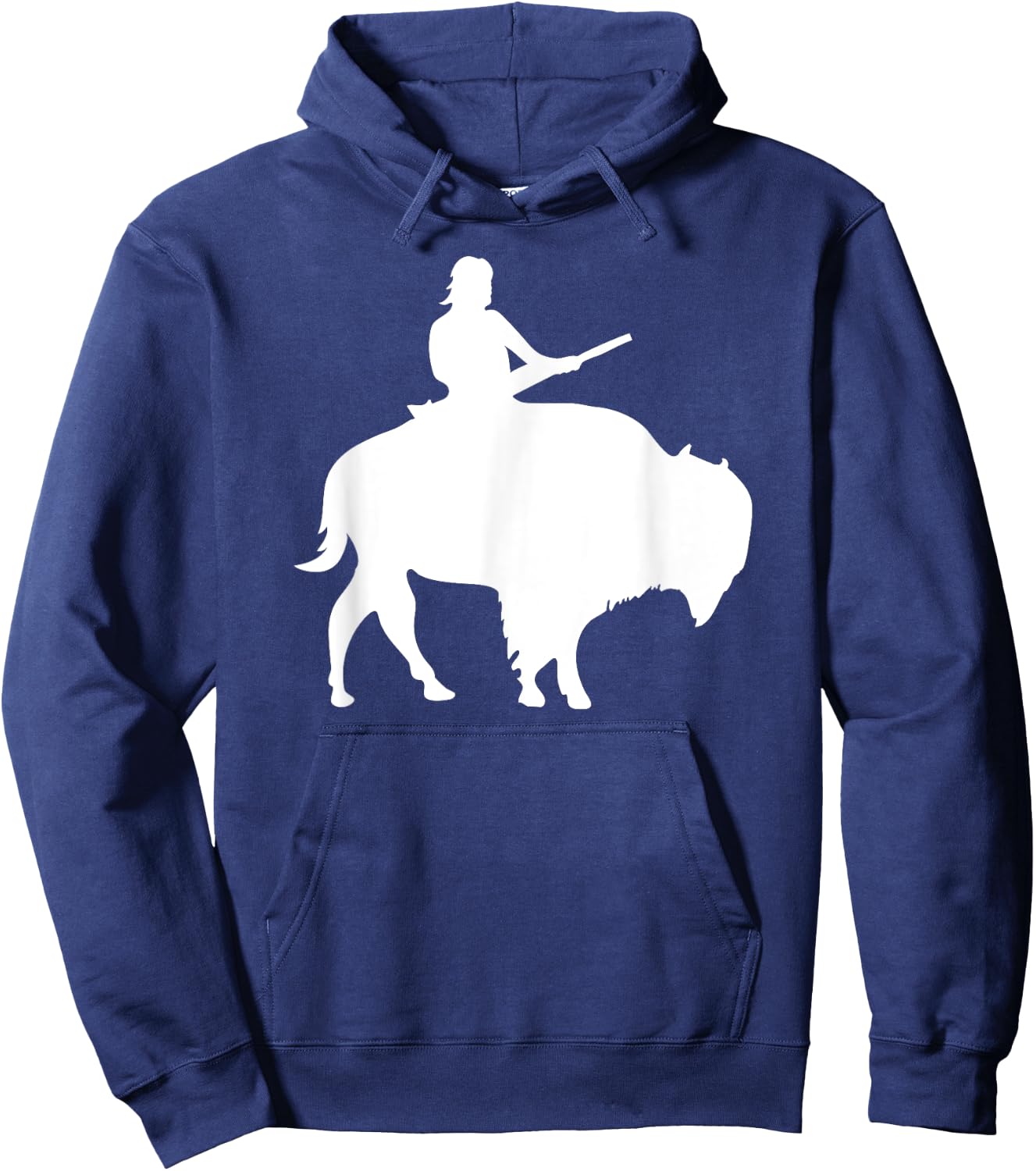 Guy on a Buffalo Silhouette Hoodie - Hoodie | Navy