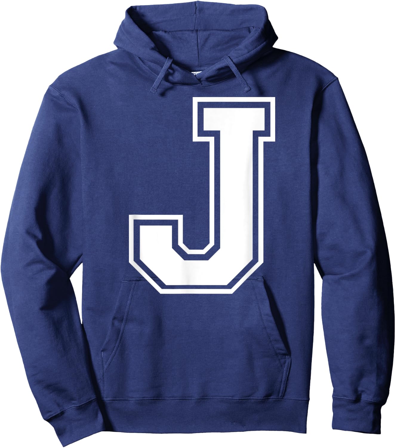 Letter J Capital Alphabet College Varsity Monogram Club Hoodie - Hoodie | Navy