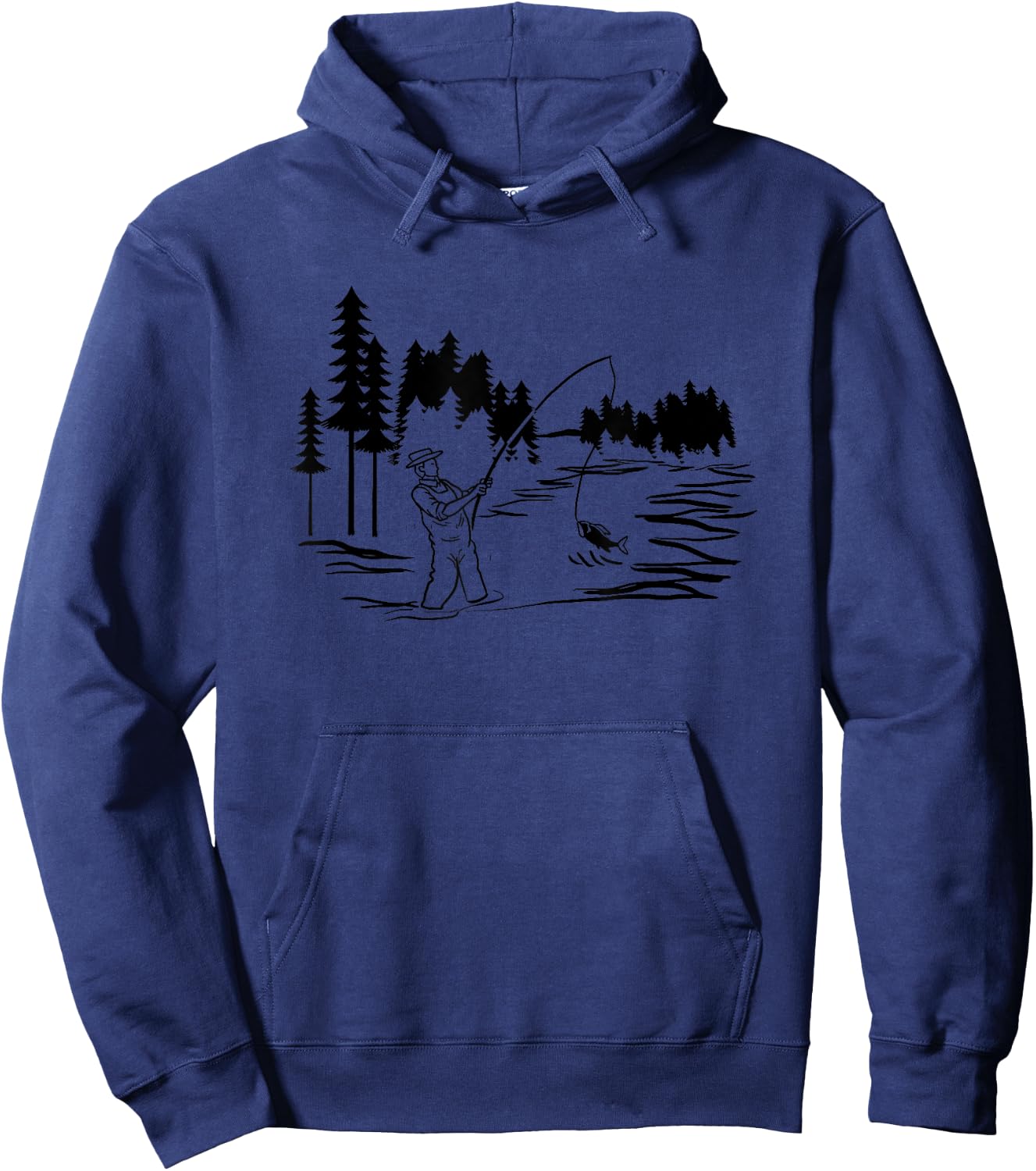 Fisherman Fishing Minimal Art Fishing Lover Angler Dad Gift Hoodie - Hoodie | Navy