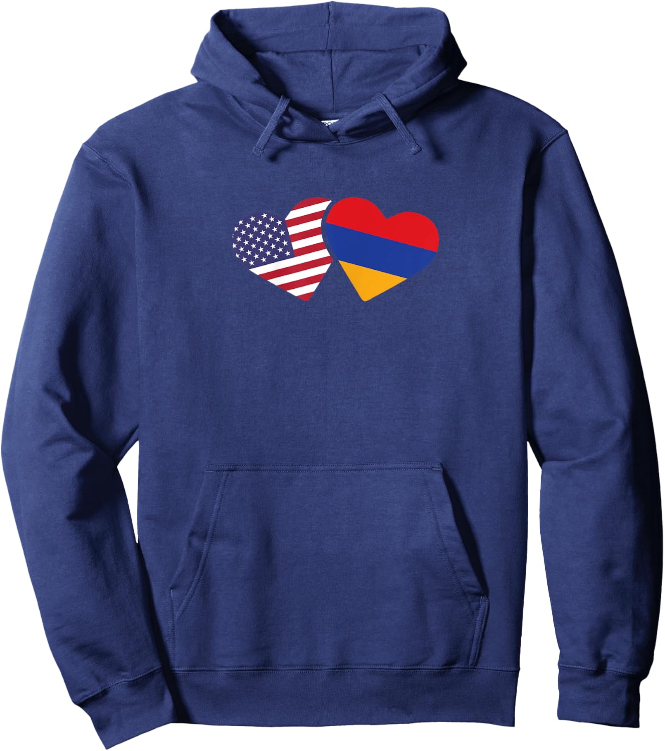 Armenia USA Flag T Shirt Heart Armenian American Love Hoodie - Hoodie | Navy