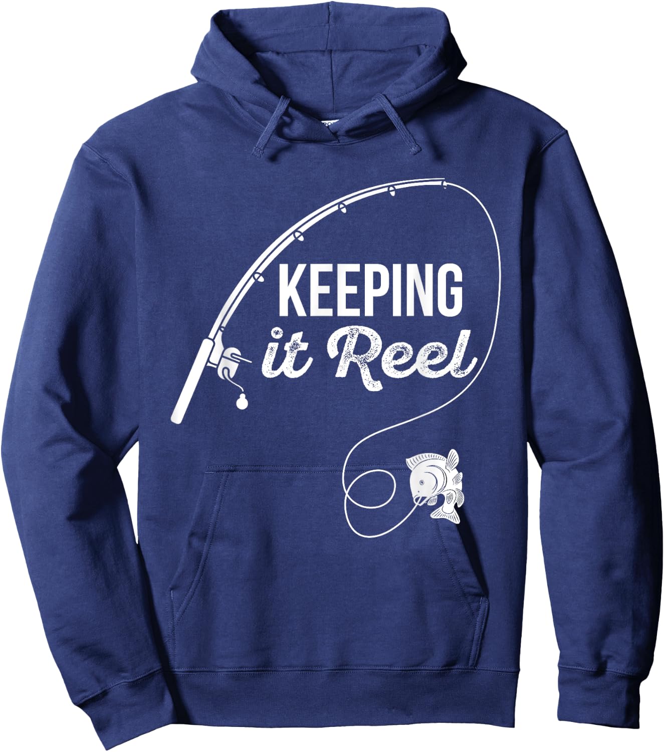 Funny Fishing Pole Keeping it Reel Joke Gift Hoodie - Hoodie | Navy