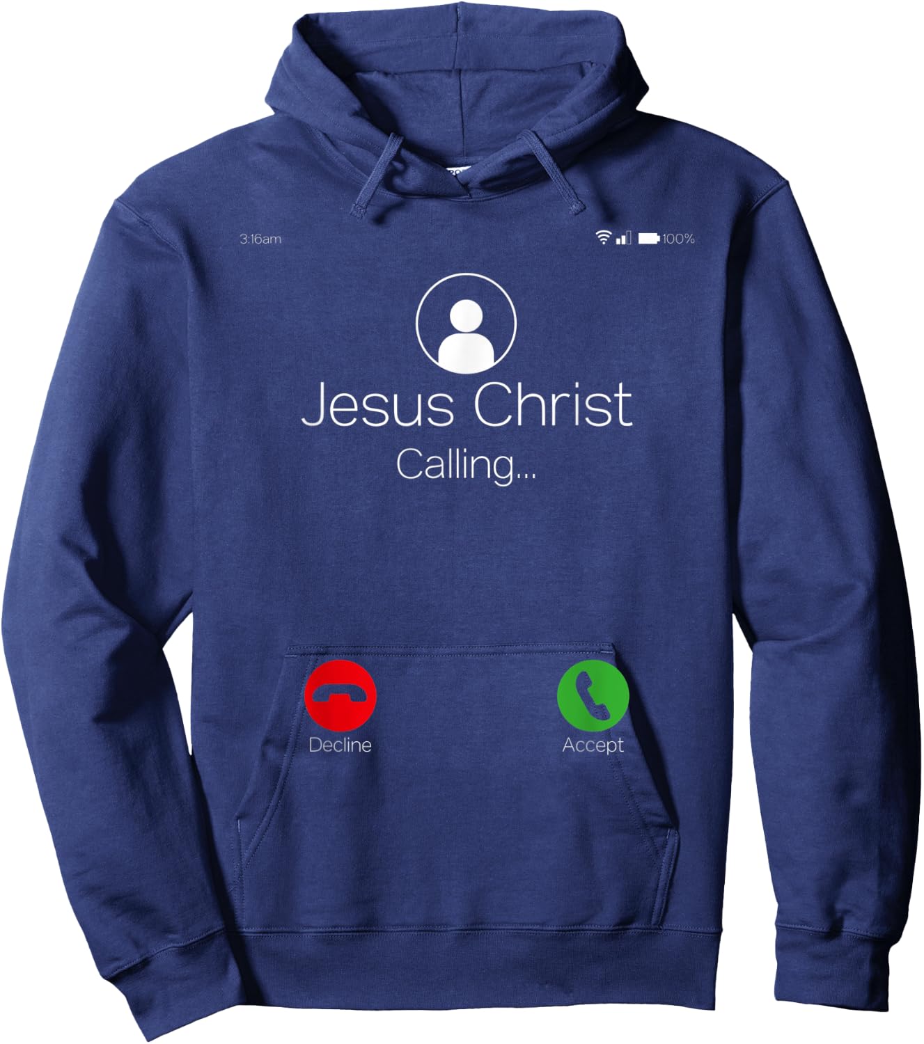 Jesus Christ Calling Christian Faith Religion Graphic Themed Hoodie - Hoodie | Navy