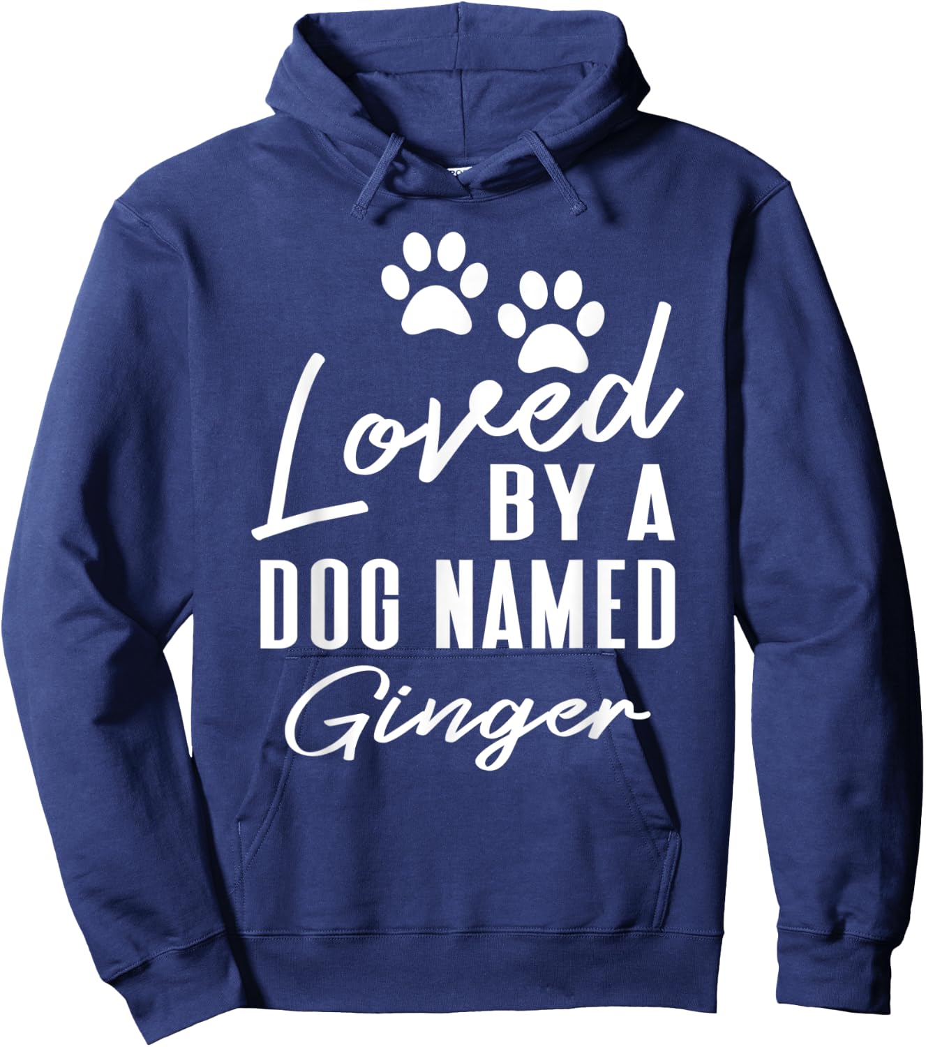 Dog Name Ginger Gift Pet Lover Puppy Paw Print Men Women Kids Hoodie - Hoodie | Navy