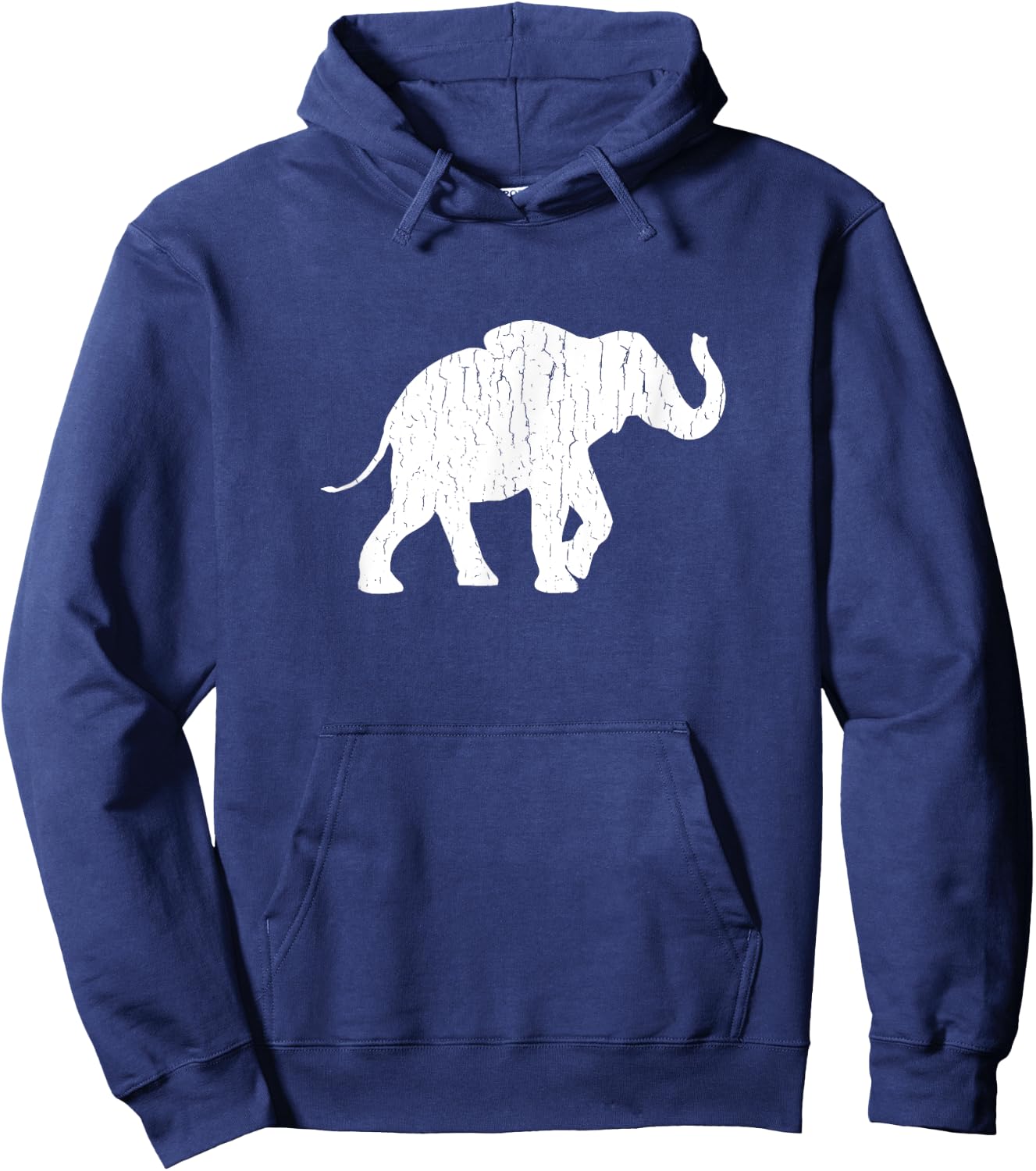 Distressed Elephant Silhouette Hoodie - Hoodie | Navy