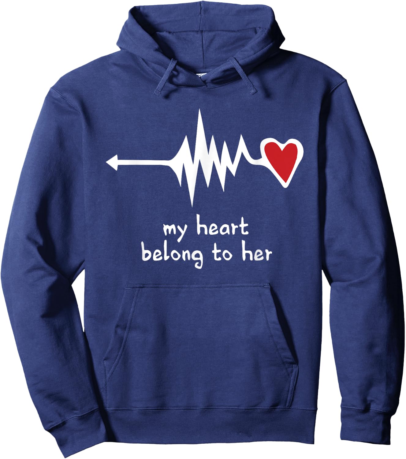 Couples Matching Shirts, My Heart Belong to Her Love T Shirt Hoodie - Hoodie | Navy
