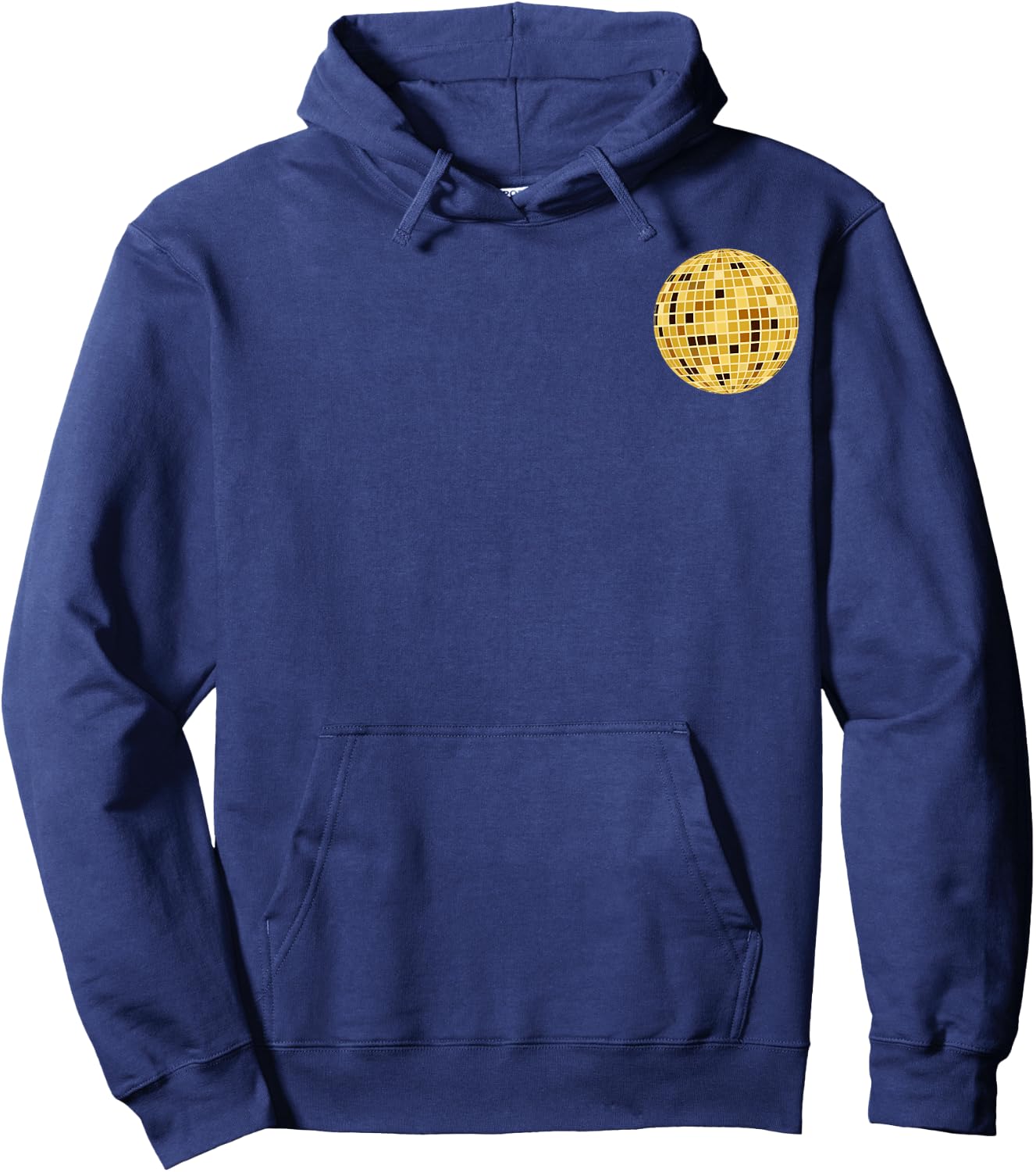 Golden Disco Mirror Ball Retro 70s 80's Pocket Print Hoodie - Hoodie | Navy