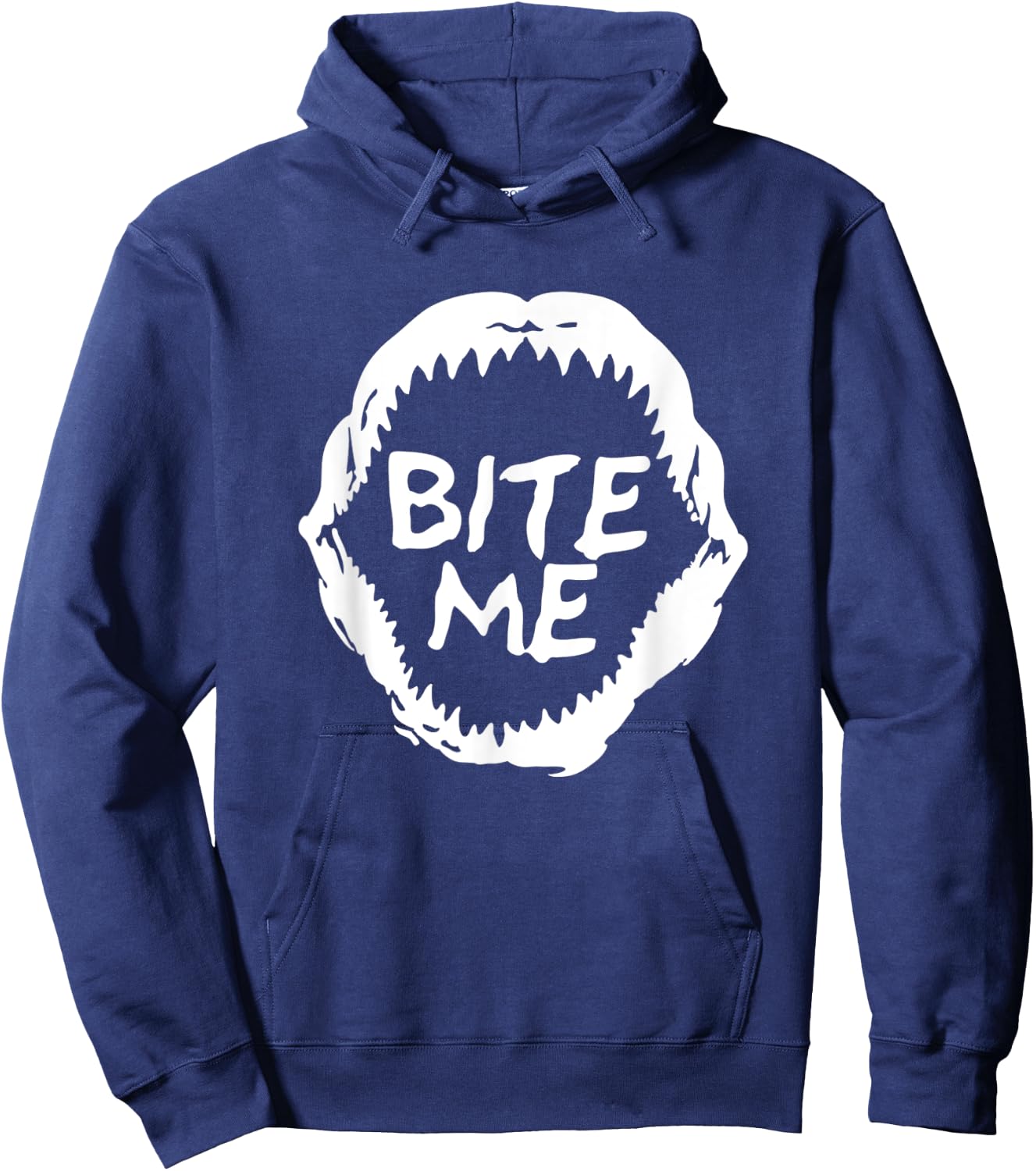 Bite Me Shark Teeth Shirt Hoodie - Hoodie | Navy