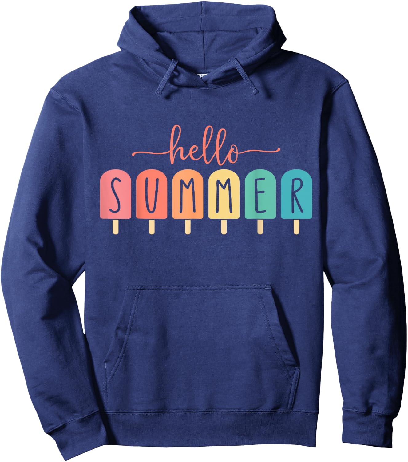 Hello Summer Vacation Ice Cream Popsicle Ice Lolly Gift Men Women Girls Kids Hoodie - Hoodie | Navy