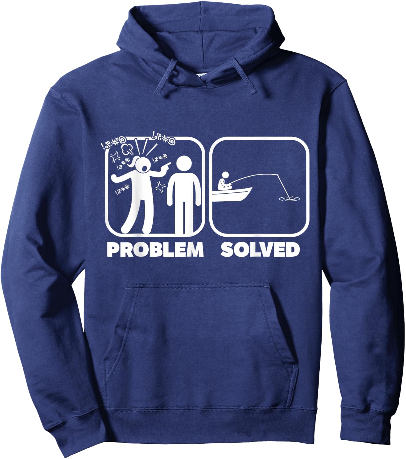 Problem Solved Fishing Humor Hoodie - Hoodie | Navy